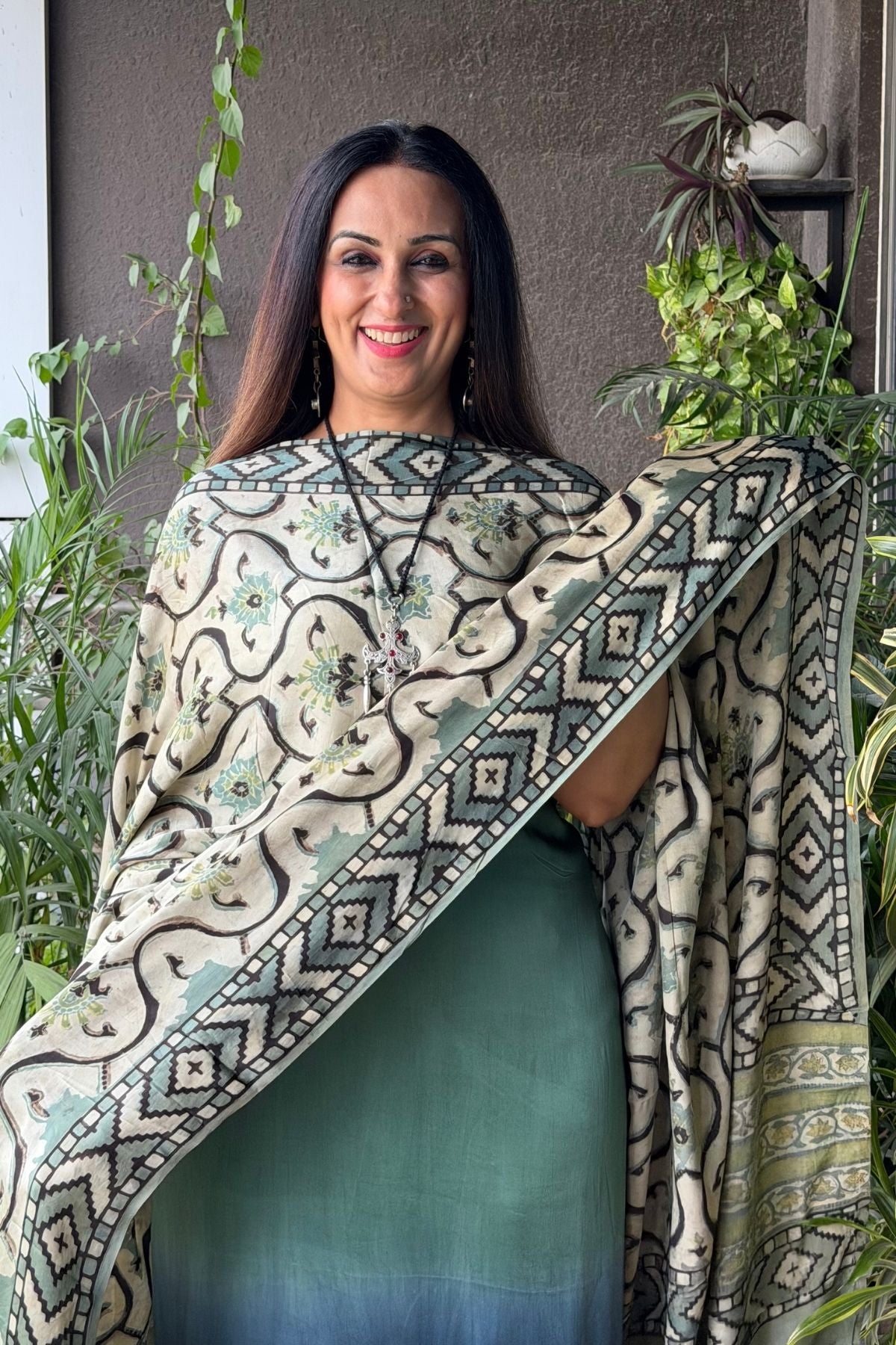 Ombré dyed modal kurta fabric with vegetable Handblock dyed dupatta!!