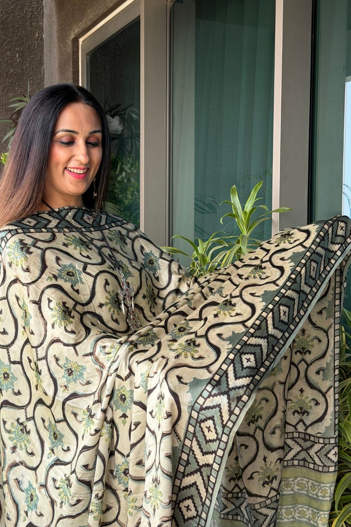 Ombré dyed modal kurta fabric with vegetable Handblock dyed dupatta!!
