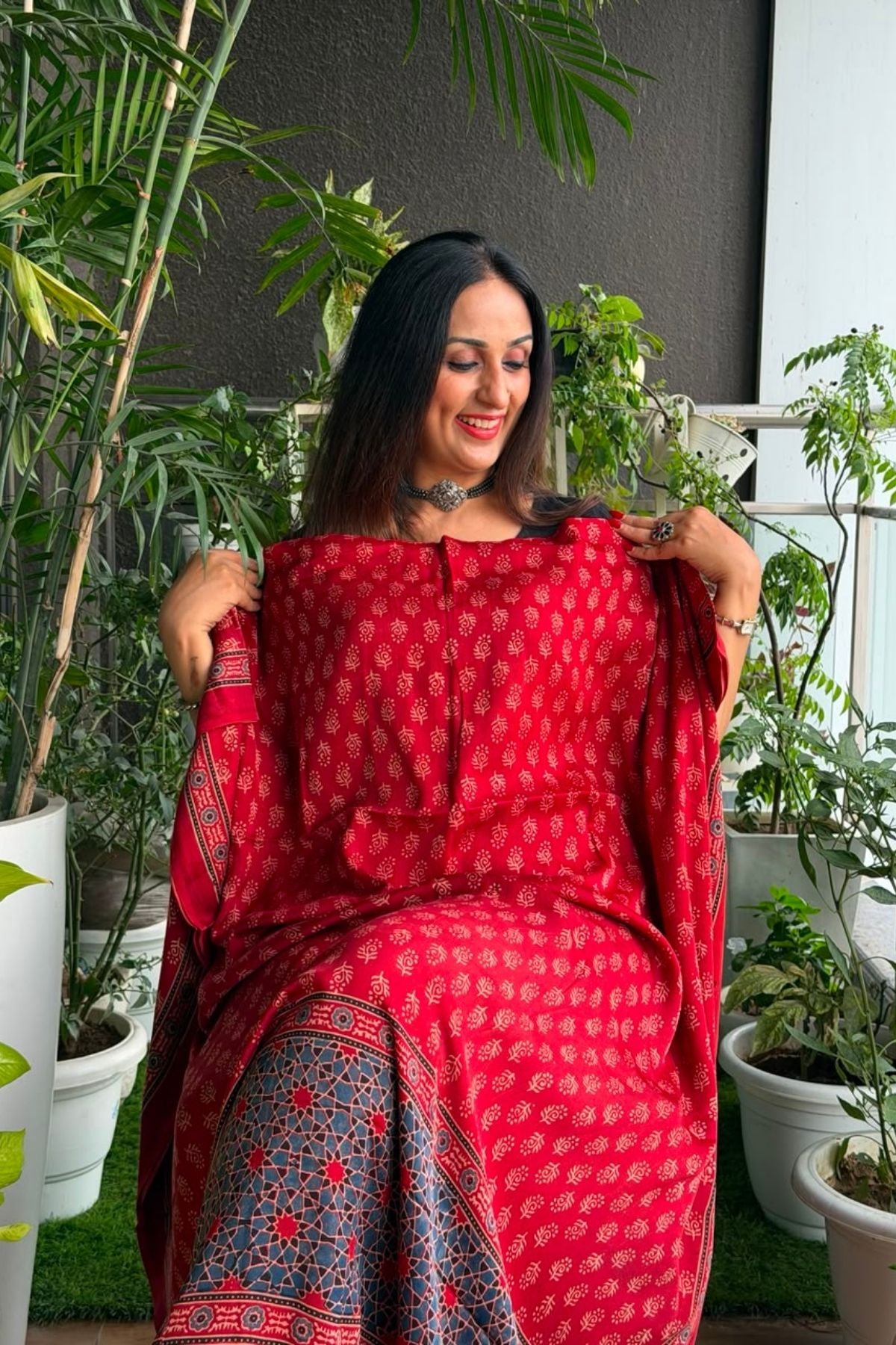 Ajrakh kurta fabric on pure modal !!