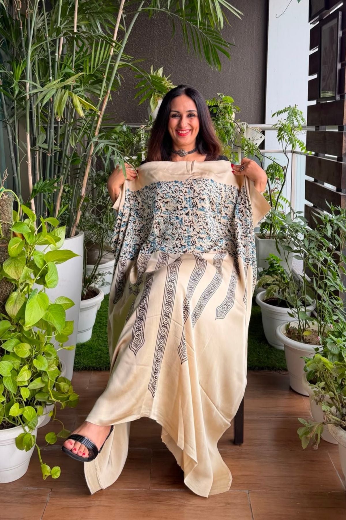 Ajrakh kurta fabric on pure modal !!