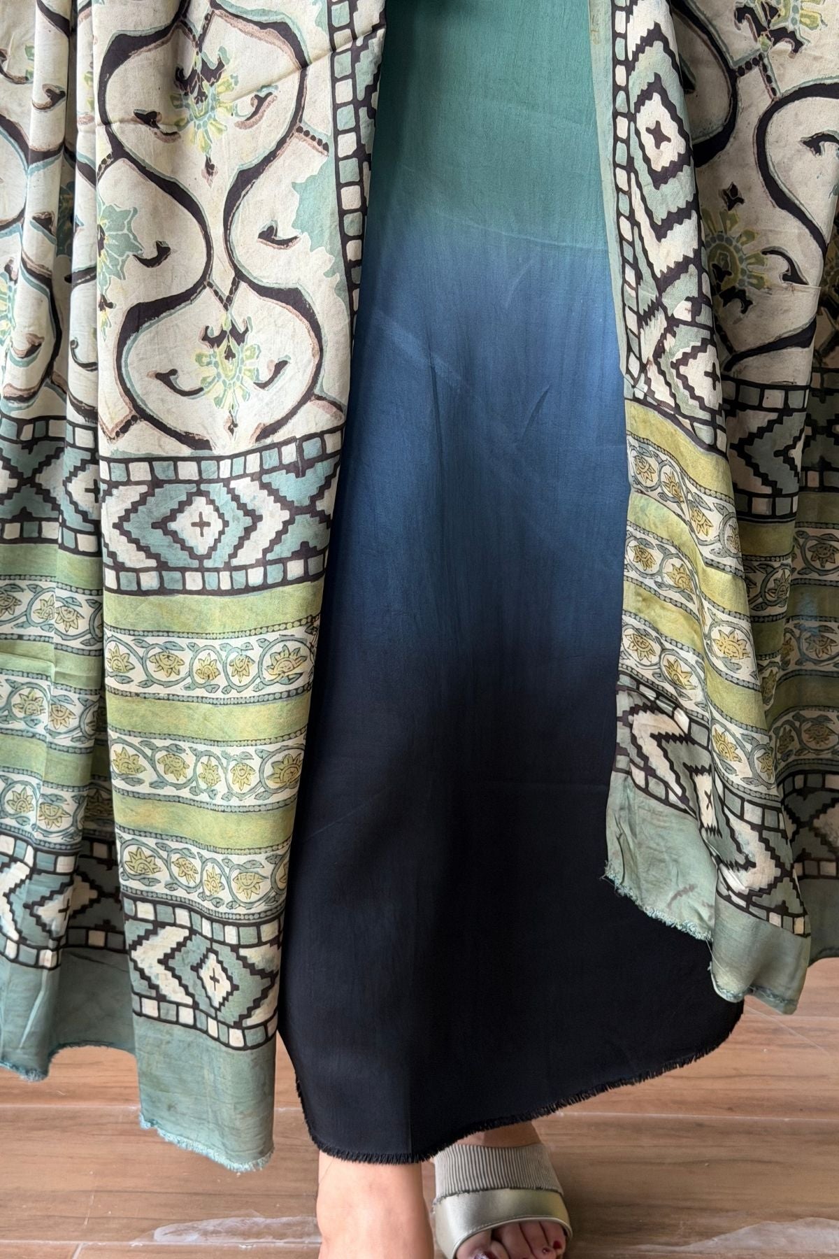 Ombré dyed modal kurta fabric with vegetable Handblock dyed dupatta!!