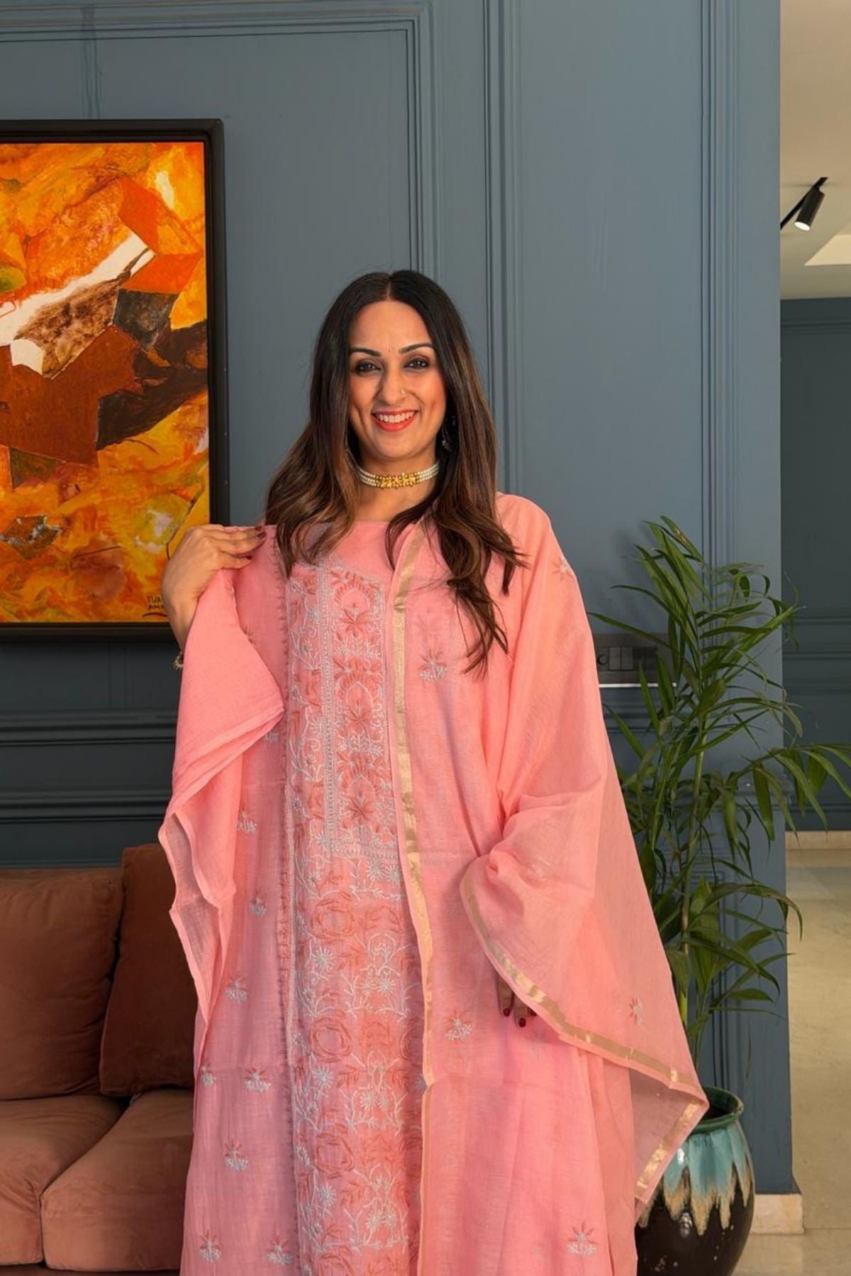 Chikankari on pure Mul cotton!!