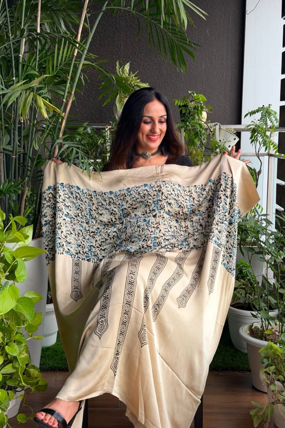 Ajrakh kurta fabric on pure modal !!