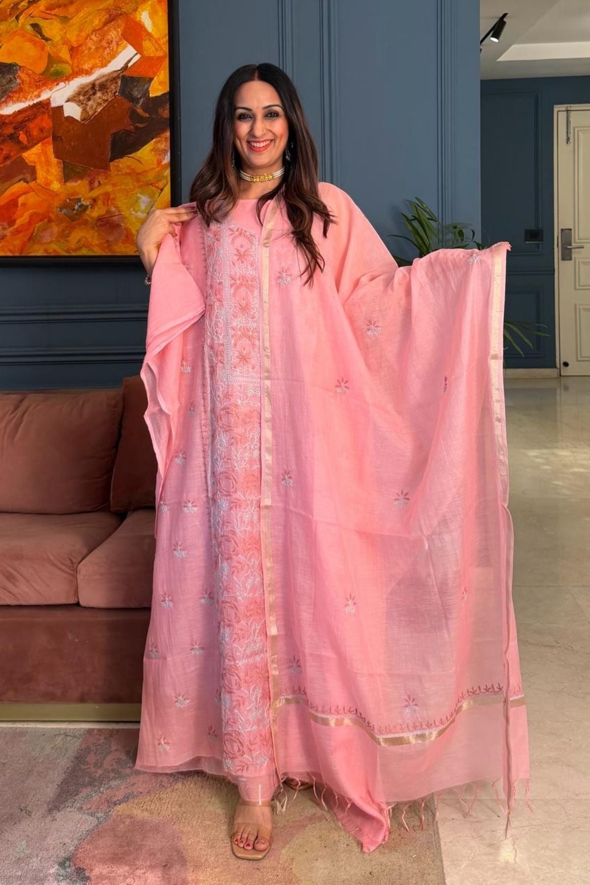 Chikankari on pure Mul cotton!!