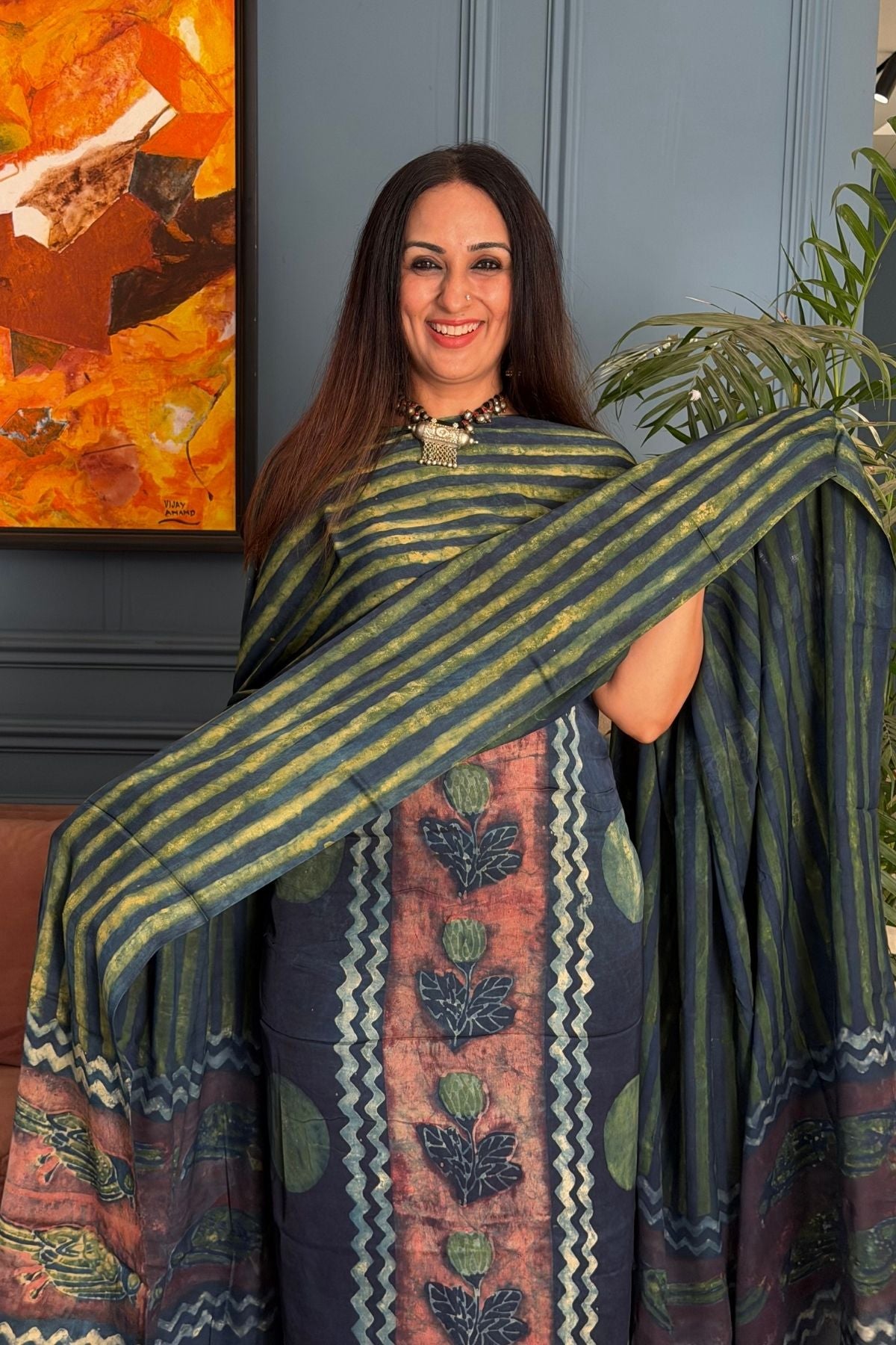 Pomegranate peel Handblock on Premium Modal fabric!!