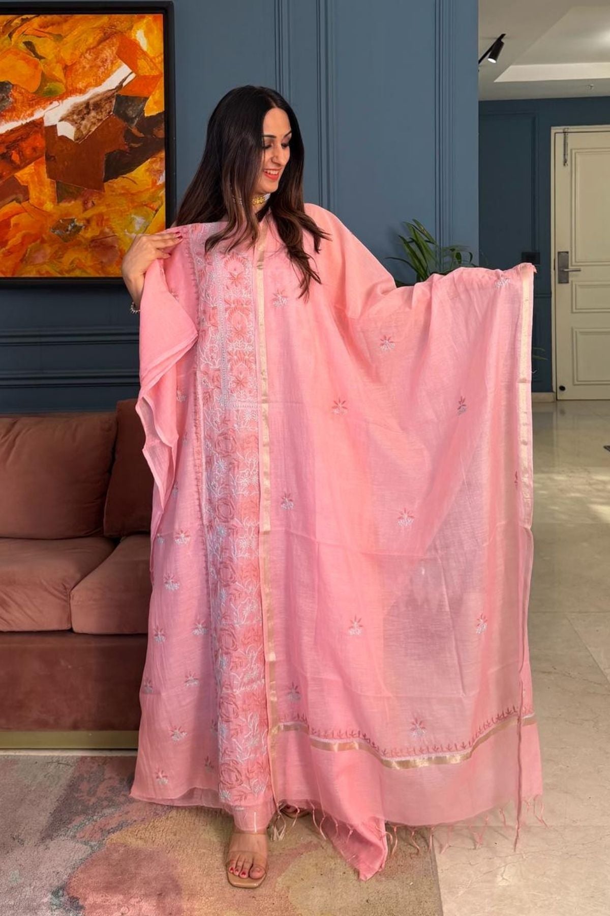 Chikankari on pure Mul cotton!!