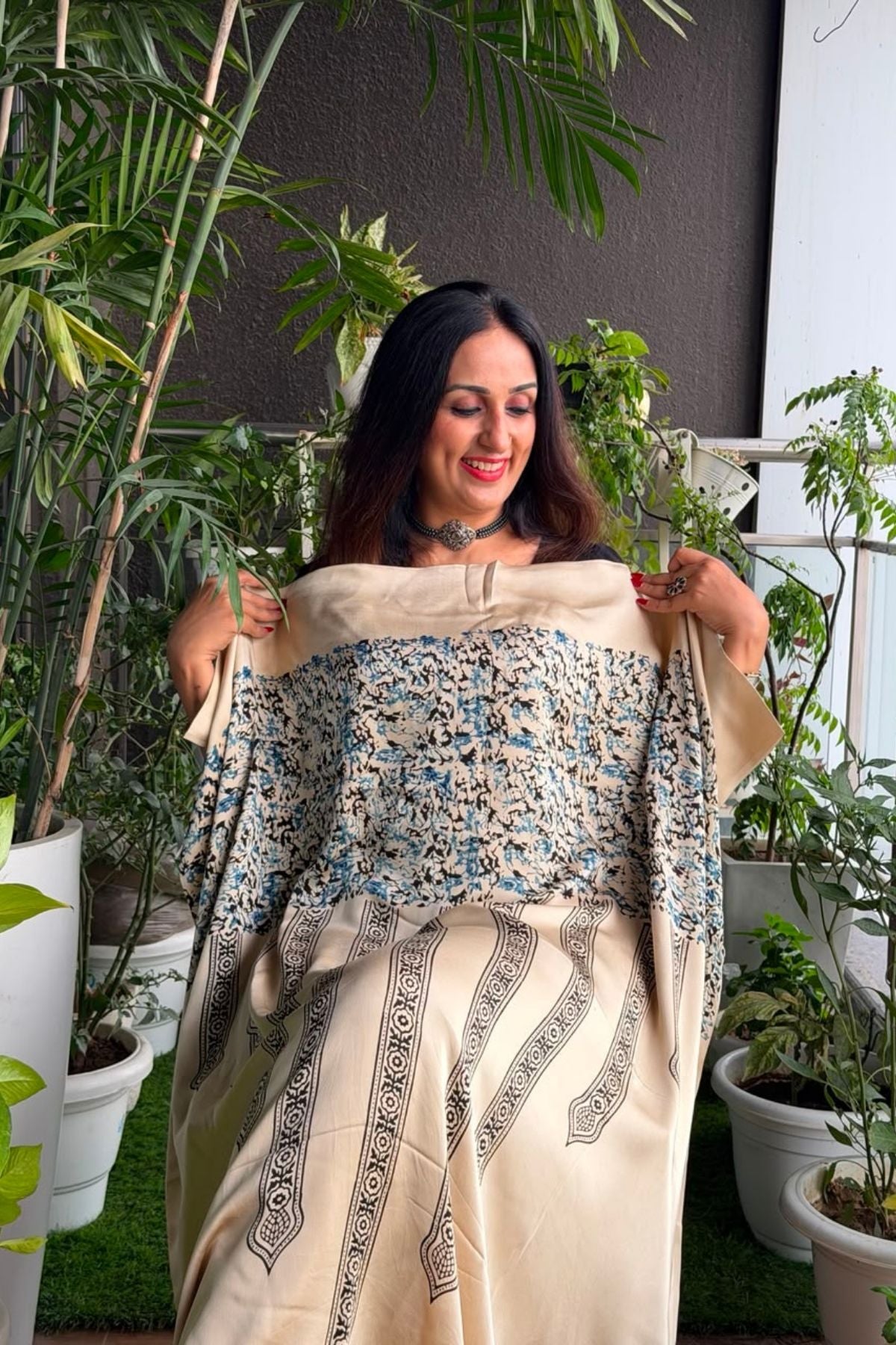 Ajrakh kurta fabric on pure modal !!