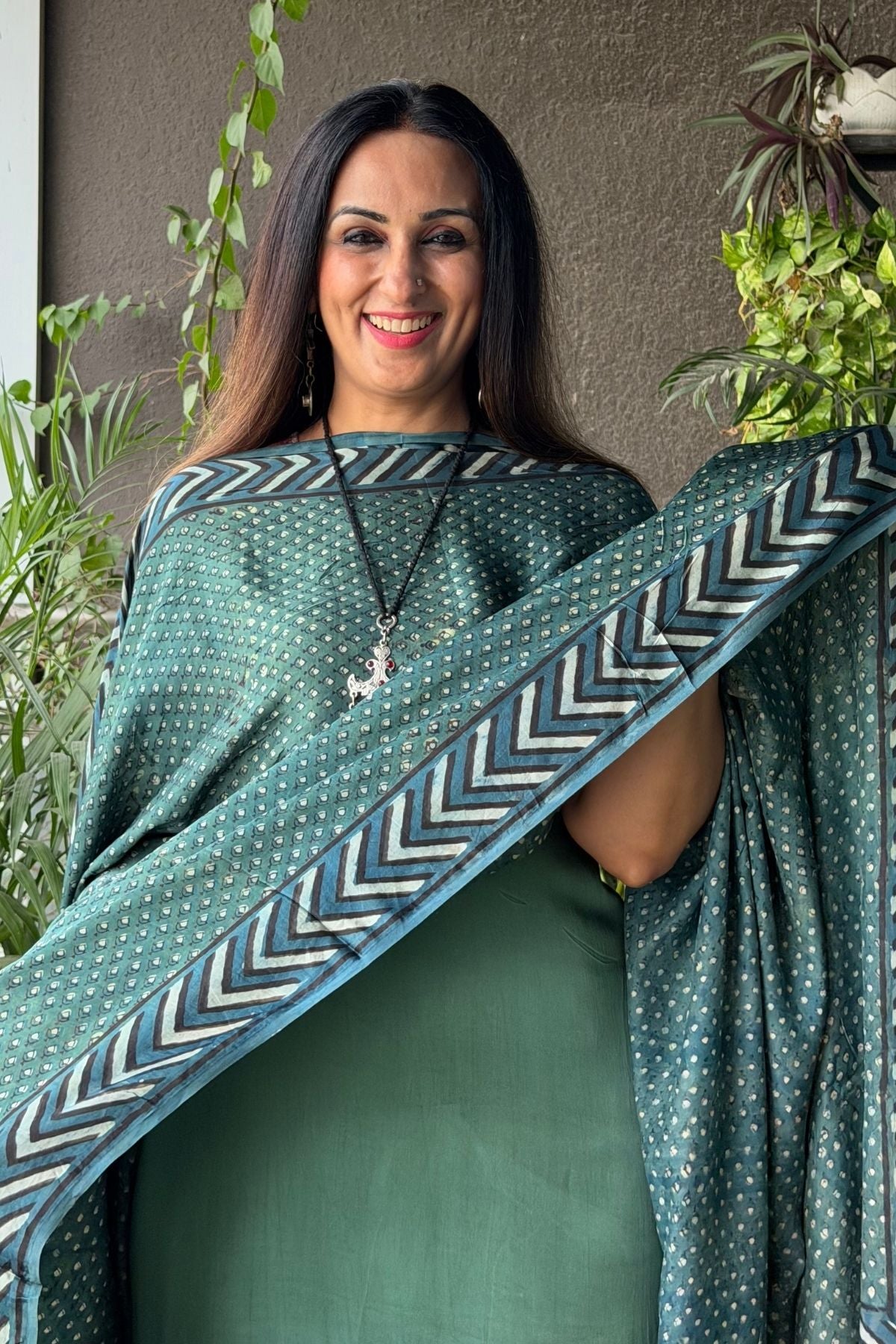 Ombré dyed modal kurta fabric with vegetable Handblock dyed dupatta!!