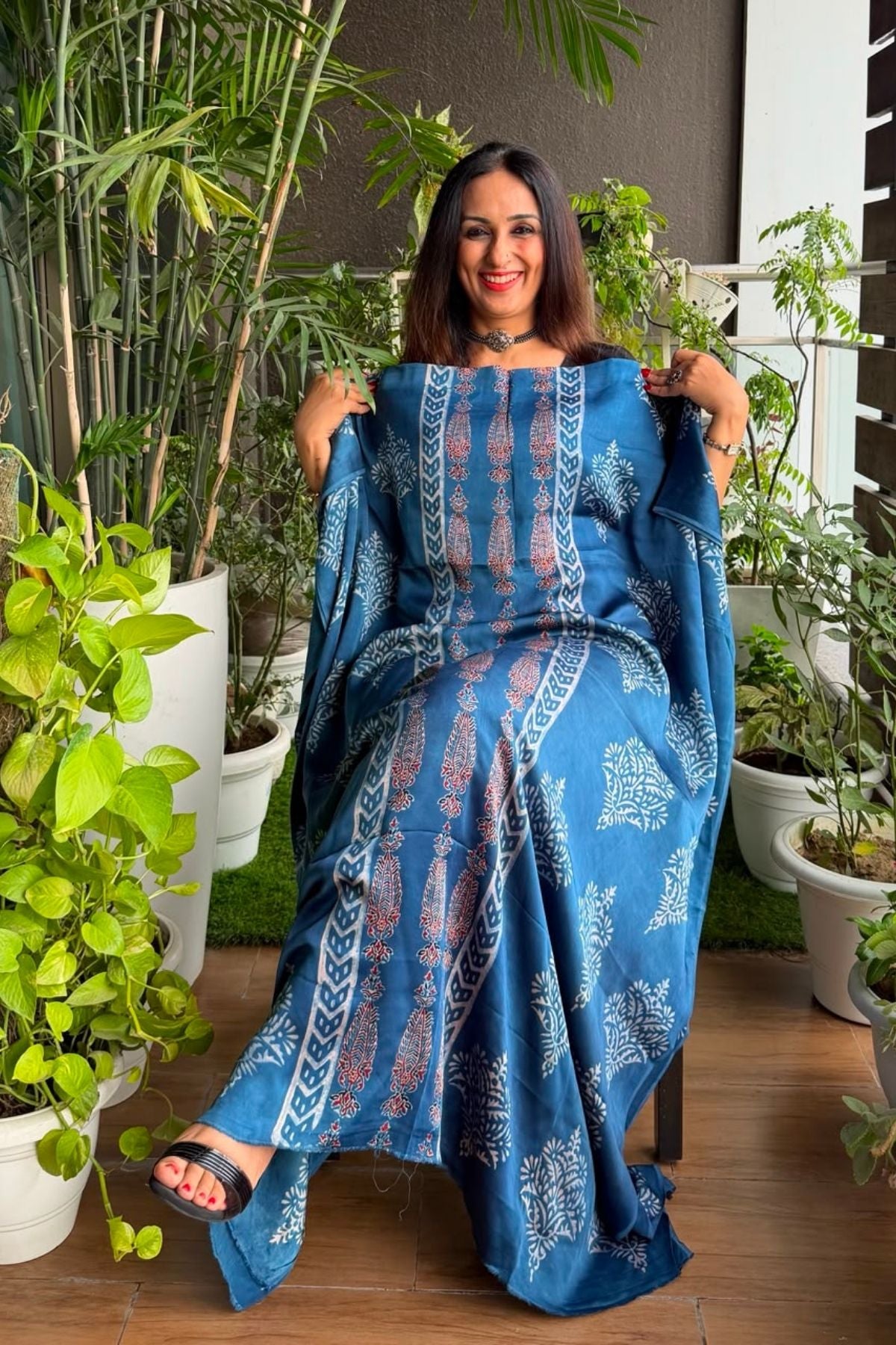 Ajrakh kurta fabric on pure modal !!
