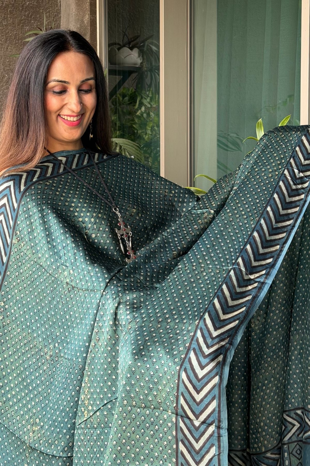Ombré dyed modal kurta fabric with vegetable Handblock dyed dupatta!!