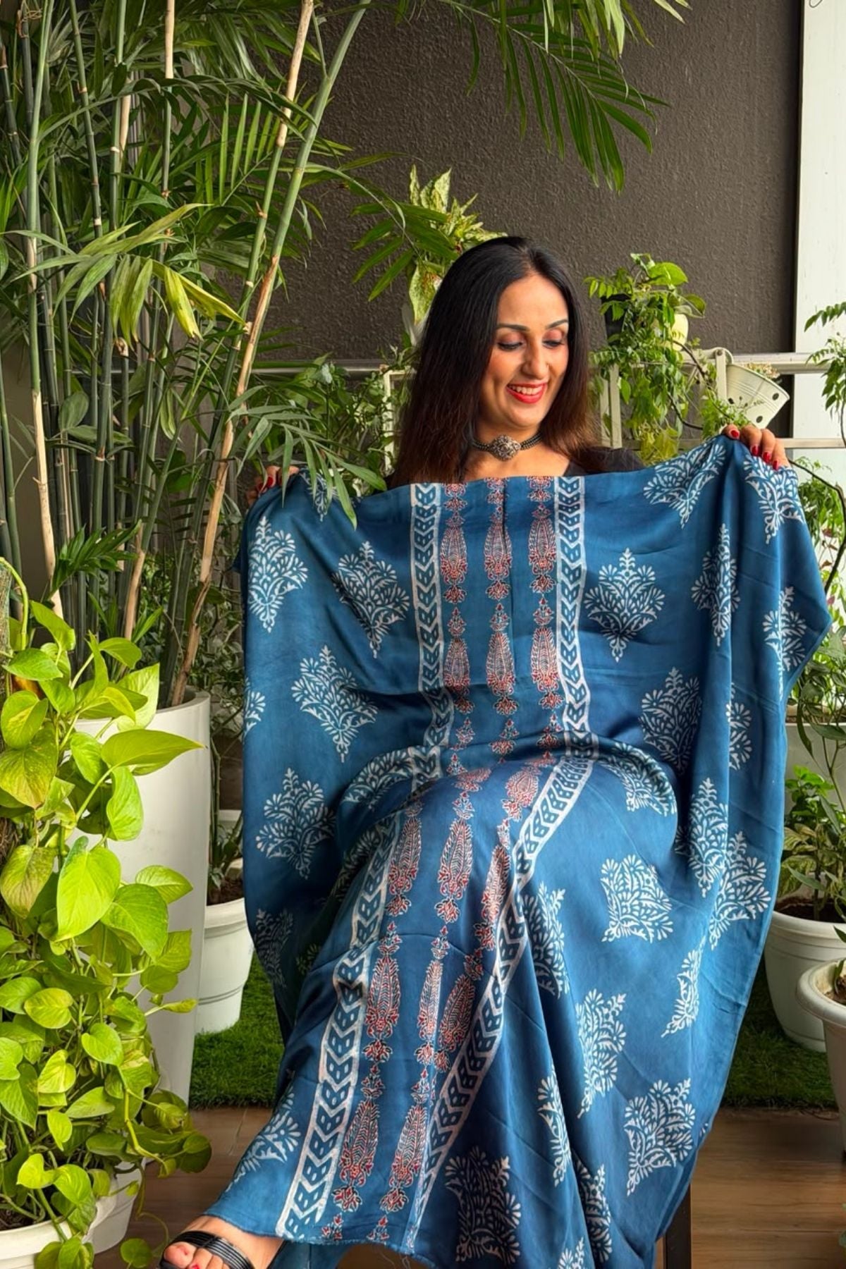 Ajrakh kurta fabric on pure modal !!