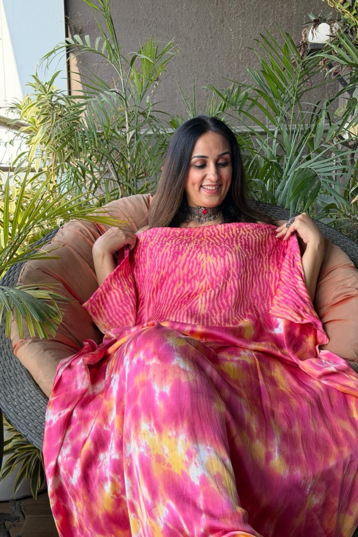 Shibori work with spray dyeing on pure modal!!