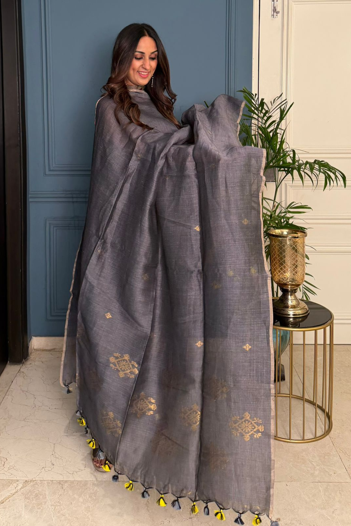 Jayshree cotton linen kurta dupatta set