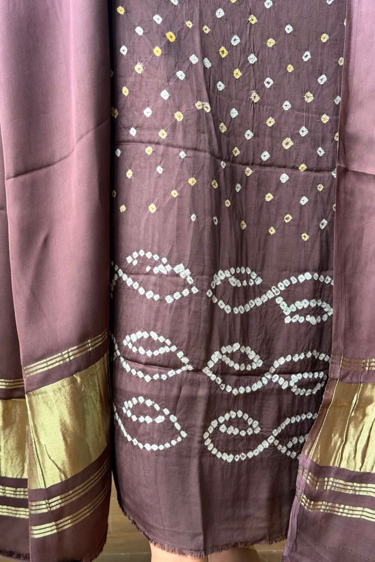 Handcrafted Bandhani ombré kurta dupatta set on pure modal!!