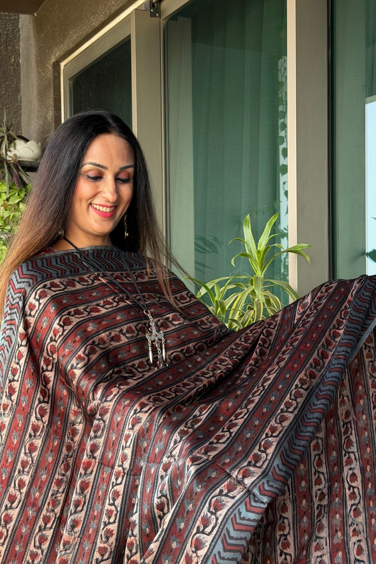 Ombré dyed modal kurta fabric with vegetable Handblock dyed dupatta!!
