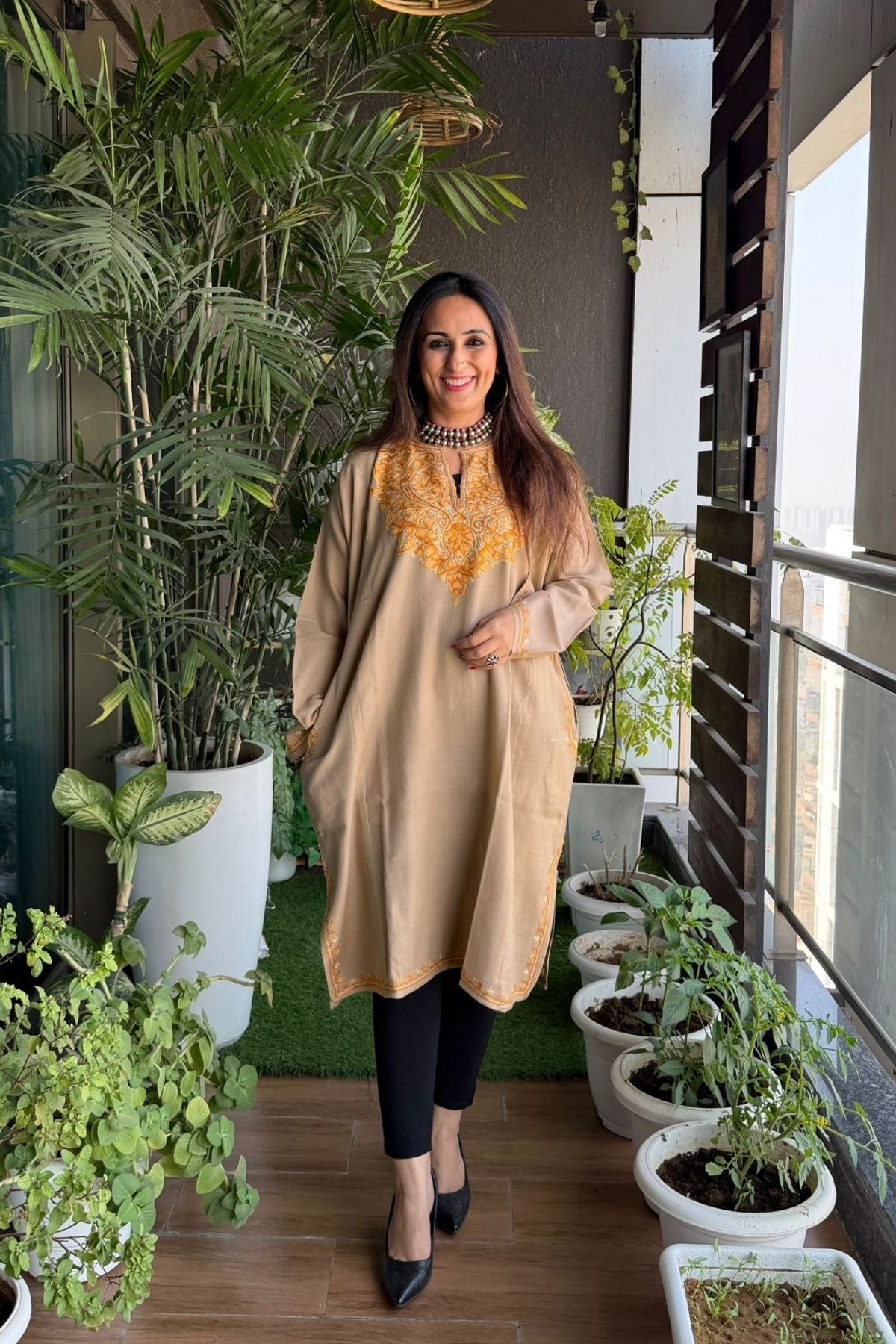 Woollen Kashmiri Phiran with Aari work