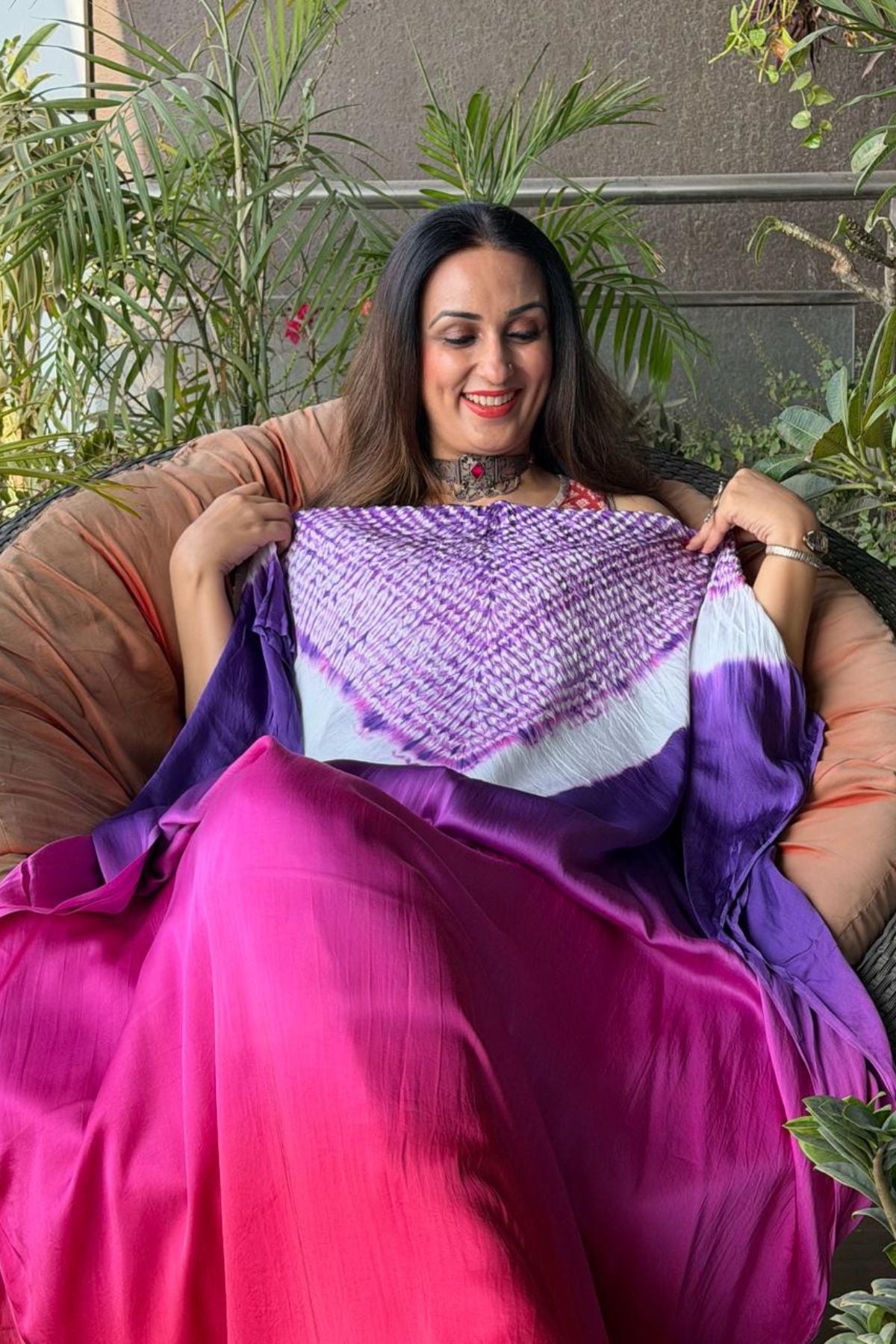 Handblocked Shibori shaded kurta on pure Modal