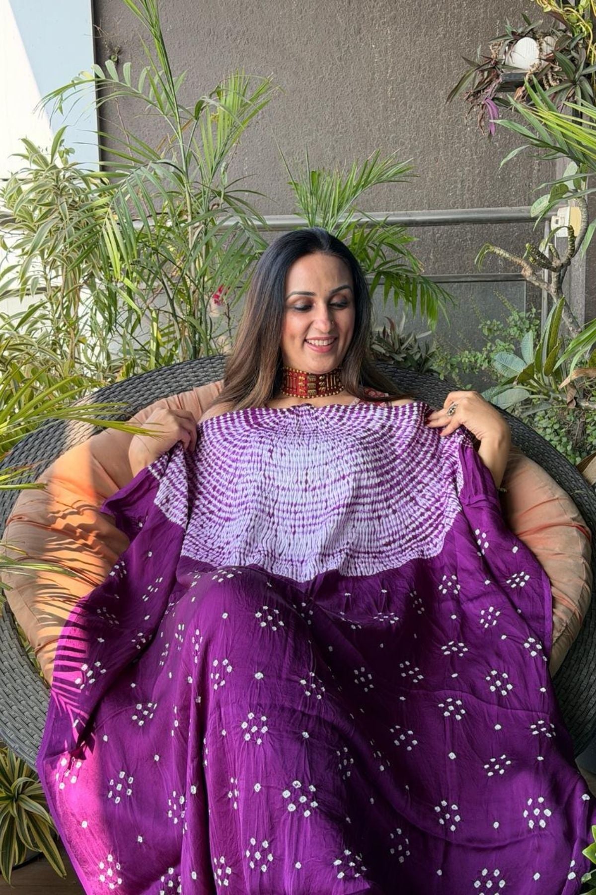 Shibori & Bandhani Kurta on pure modal satin!!