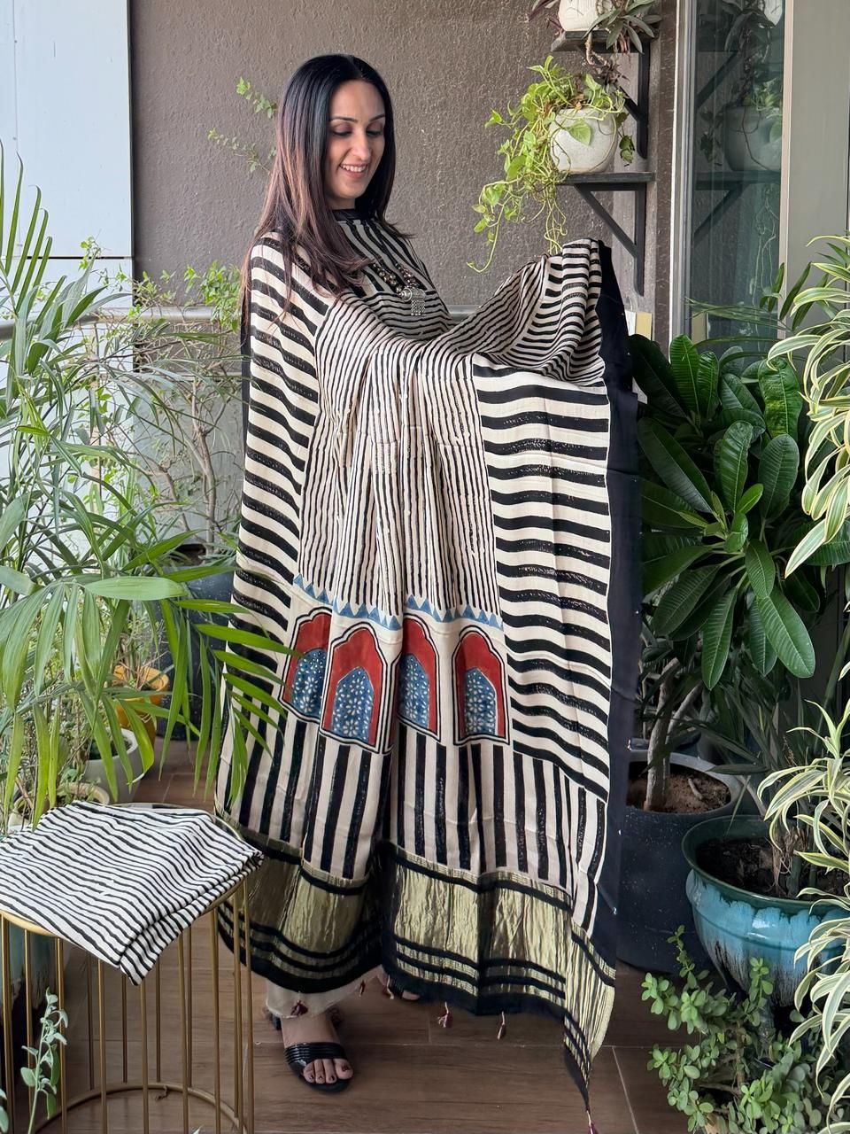 Handblocked Ajrakh full sets in modal with Lagdi patta on dupatta!!
