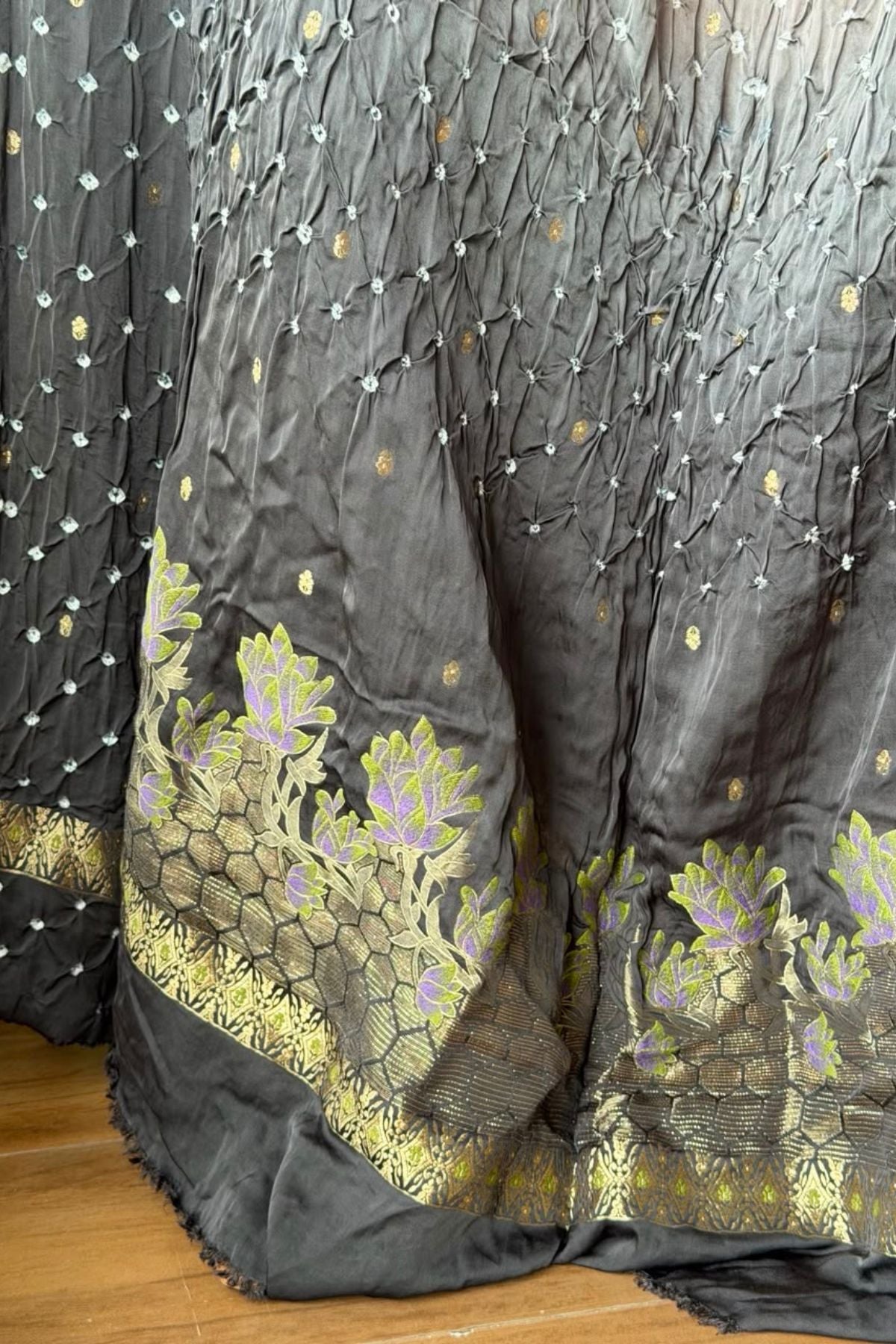 Bandhani with zari work kurta dupatta set on pure modal!!
