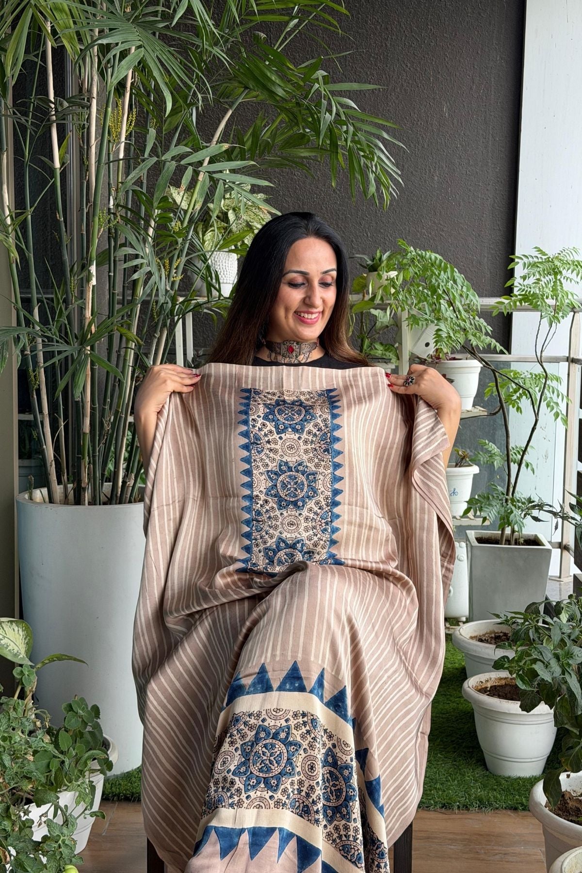 Ajrakh kurta fabric on pure modal !!