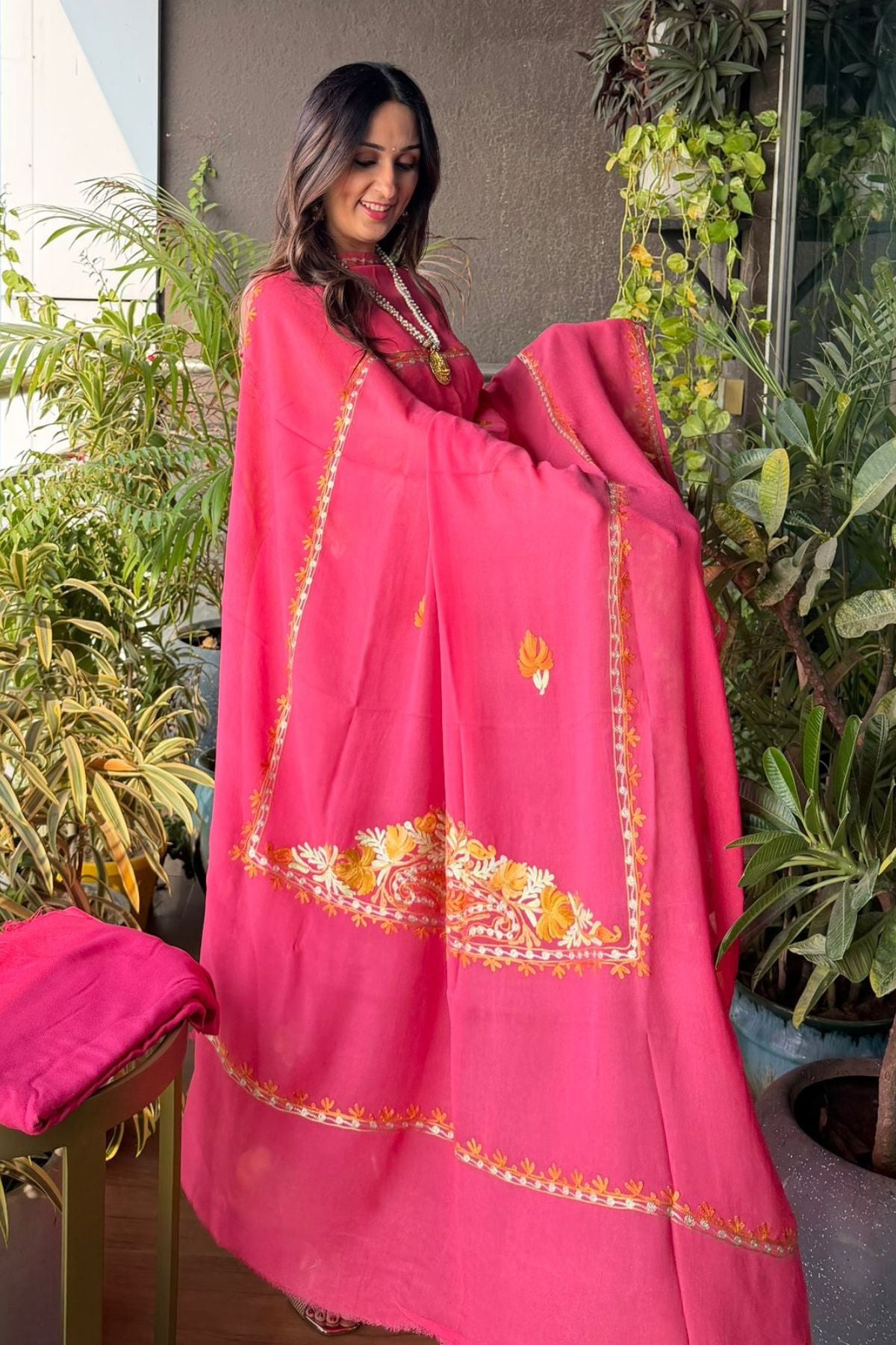 Georgette full suit set with Kashmiri embroidery