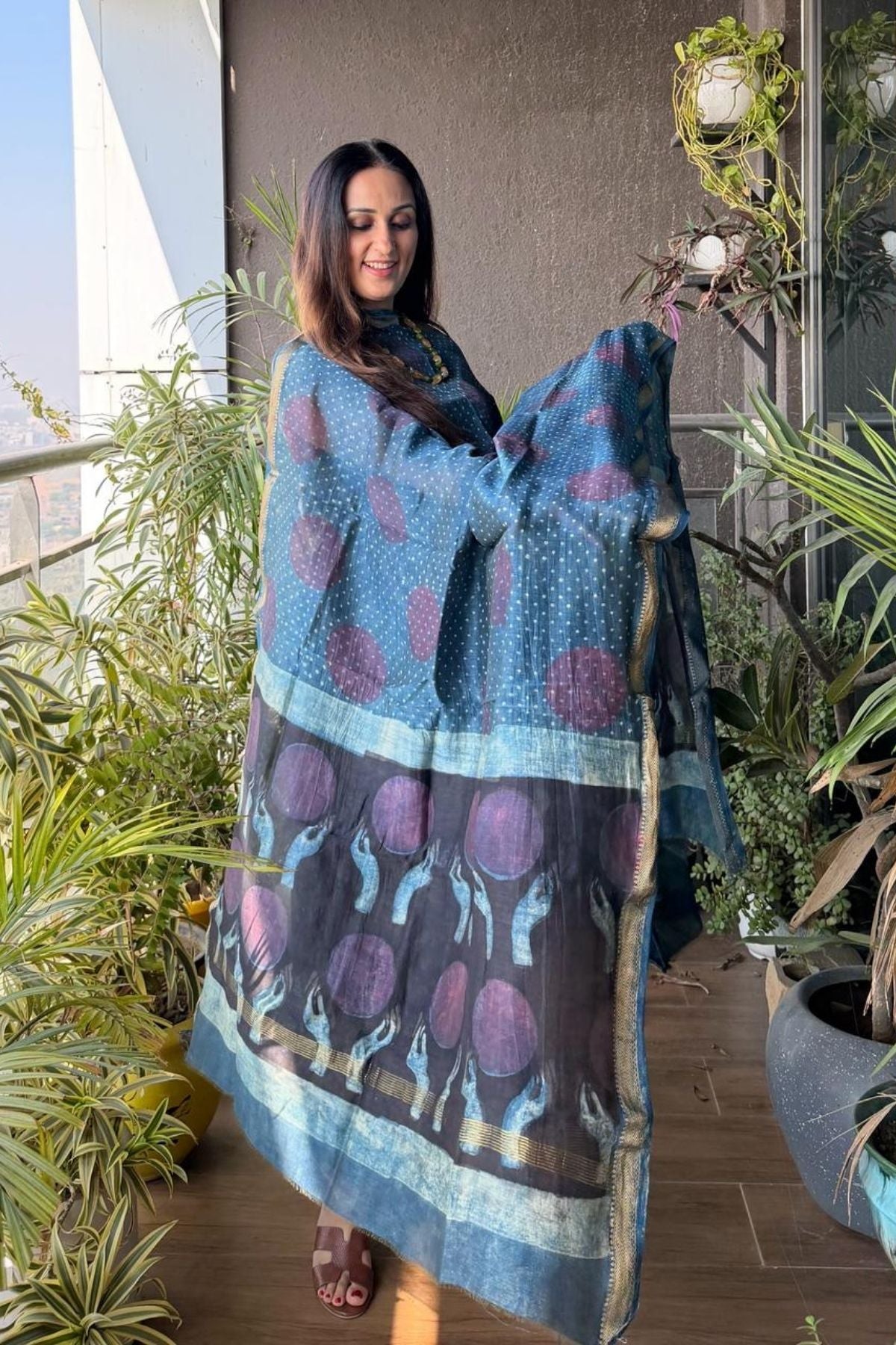 Handblocked with Pomegranate peel kurta dupatta sets in Maheshwari!!