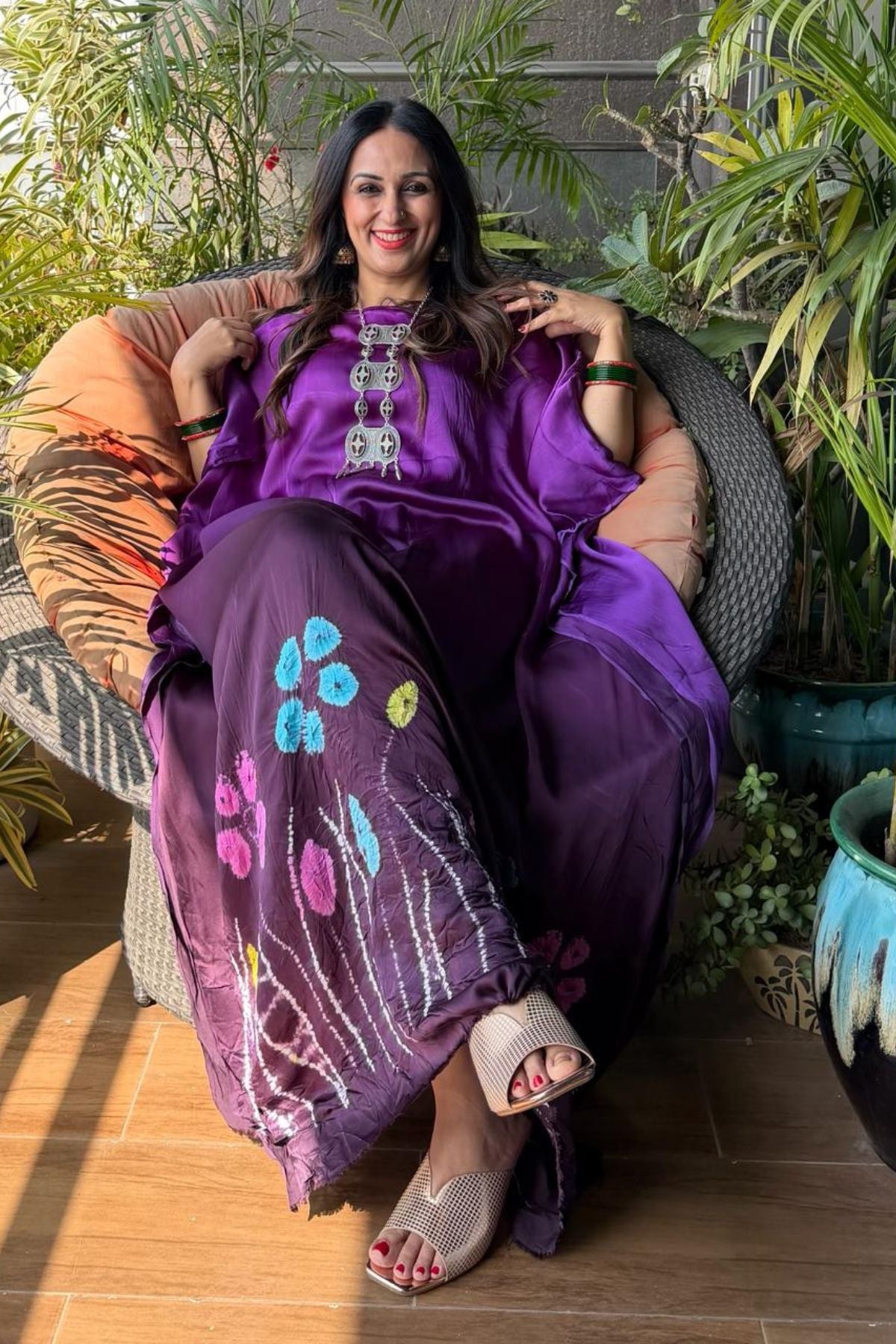 Handblocked Shibori shaded kurta on pure Modal