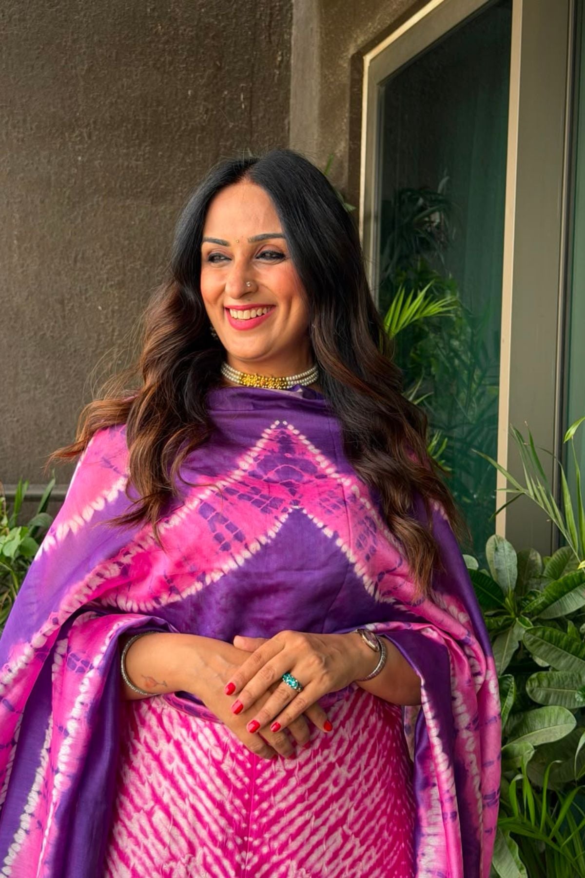 Shibori tie and dye kurta dupatta set on pure Chanderi!!