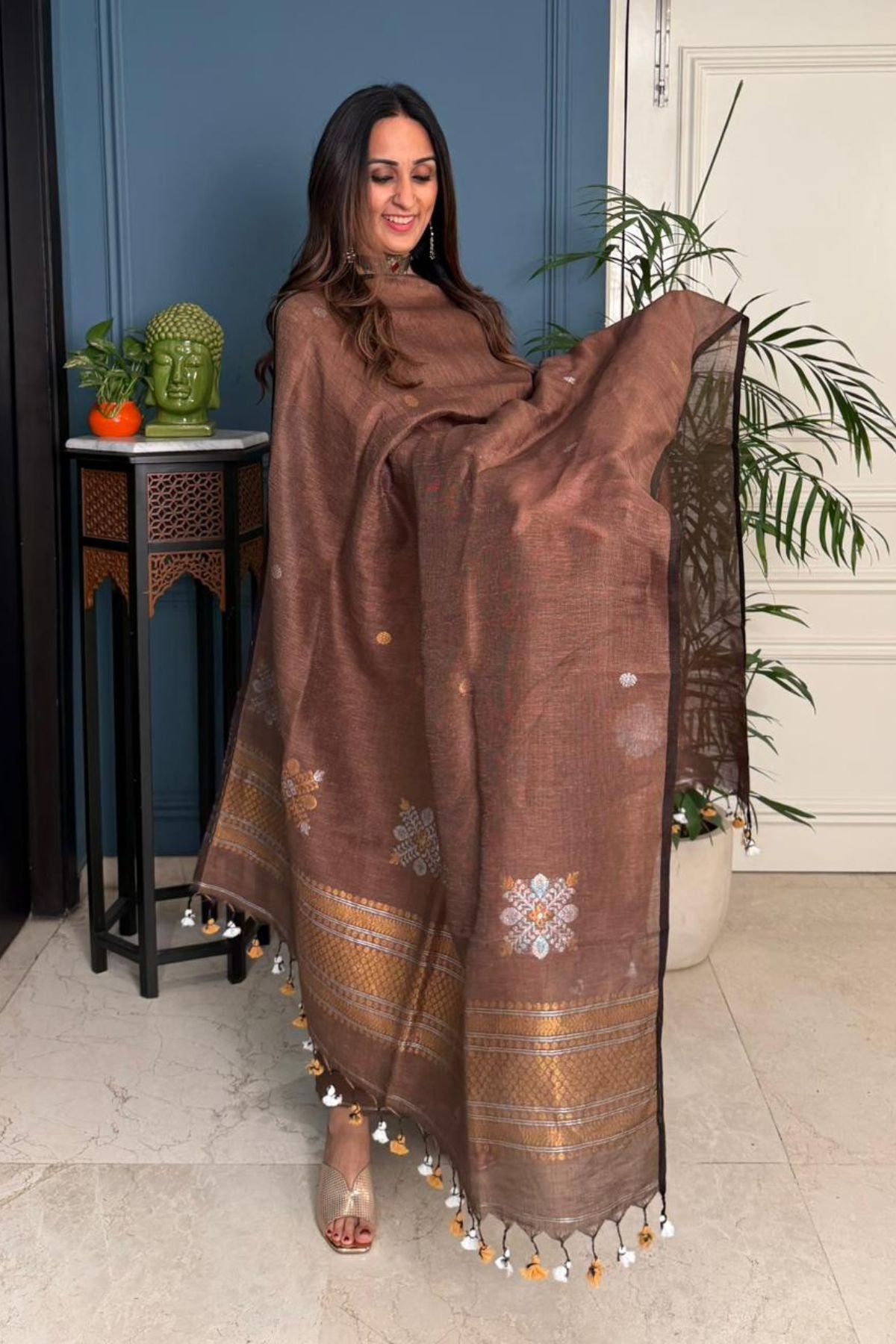 Jayshree tissue linen kurta dupatta set