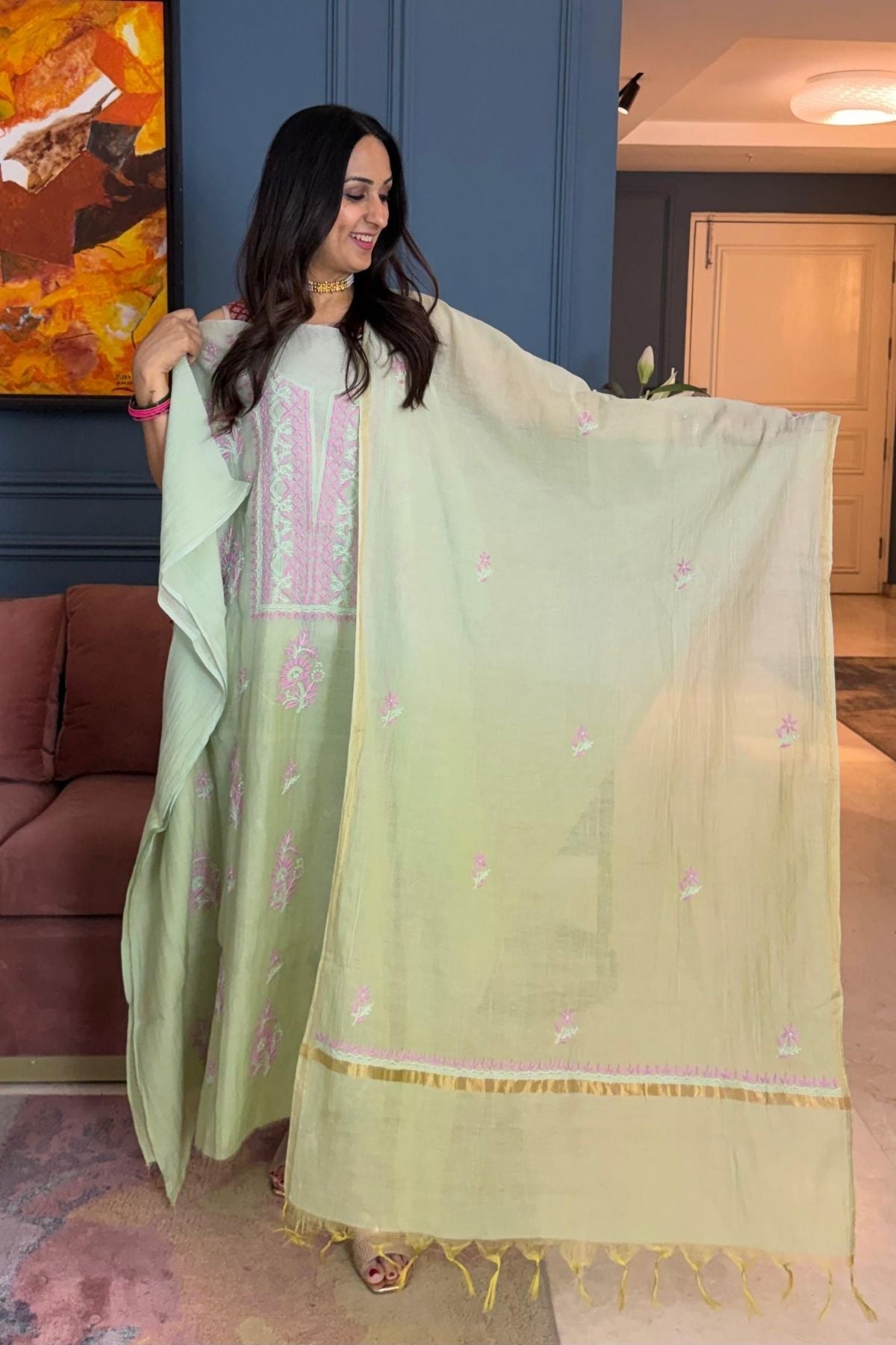 Ombré Chikankari on pure Mul cotton!!!