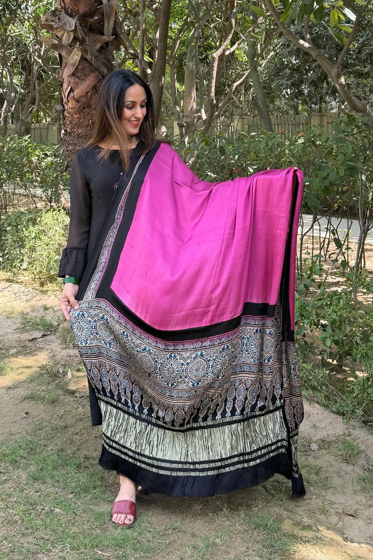 Ajrakh Dupatta on pure Modal with lagdi patta!!