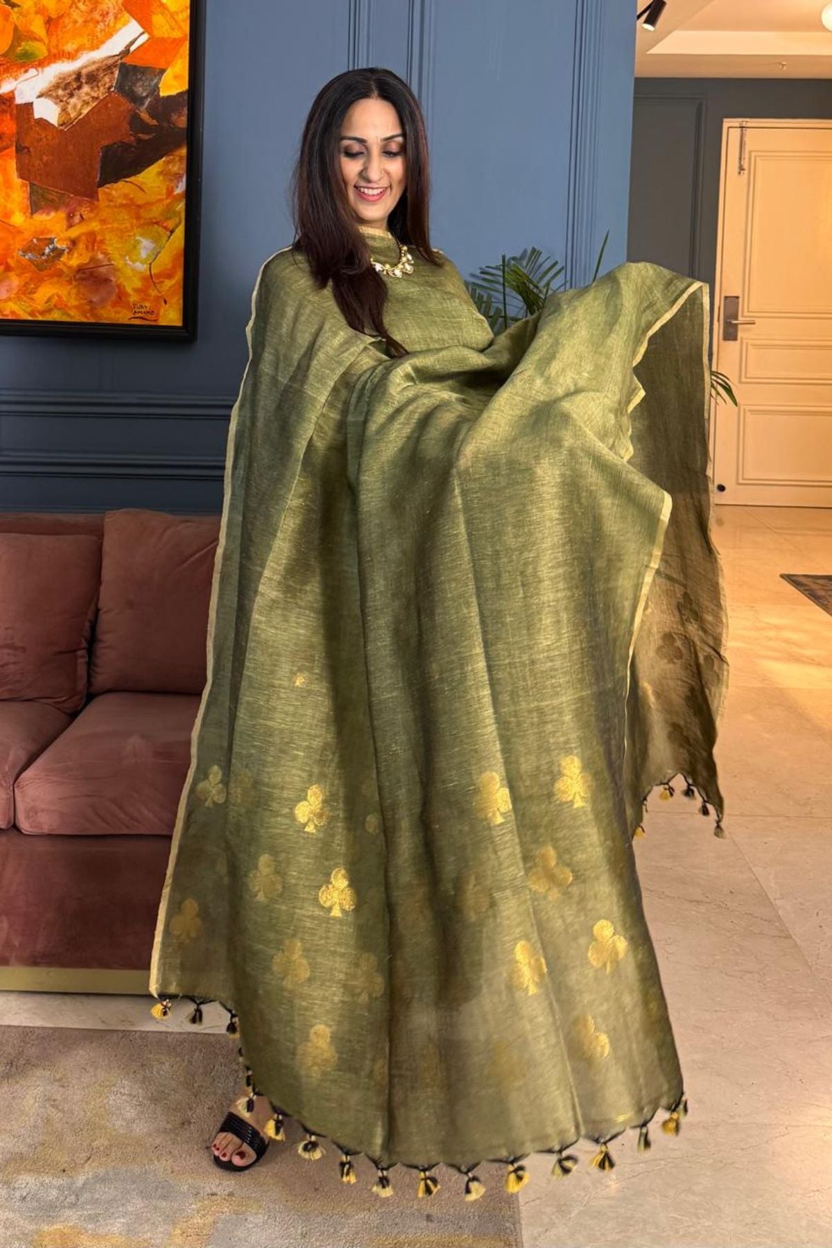 Jayshree Linen kurta Dupatta Set