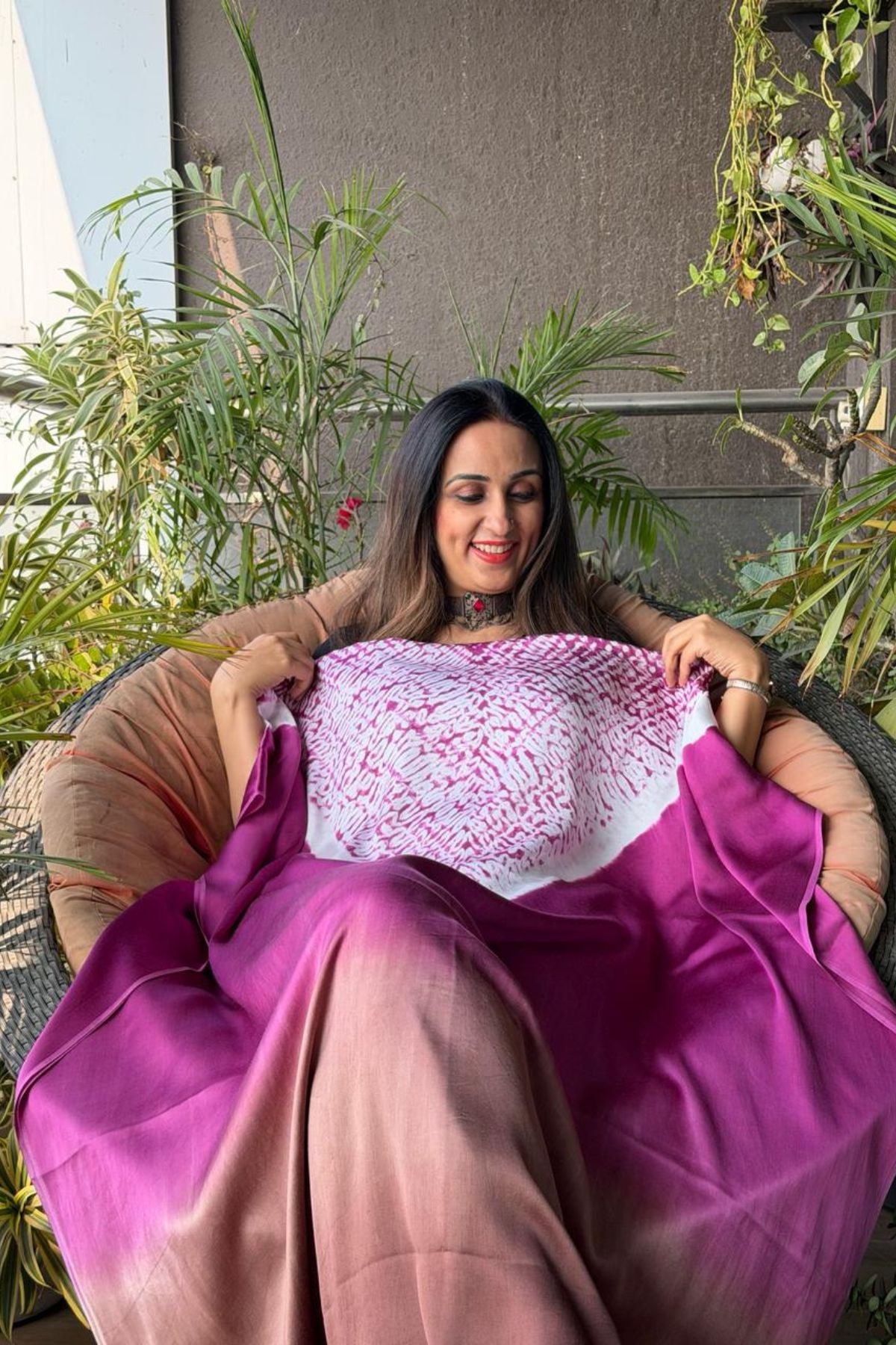 Handblocked Shibori shaded kurta on pure Modal