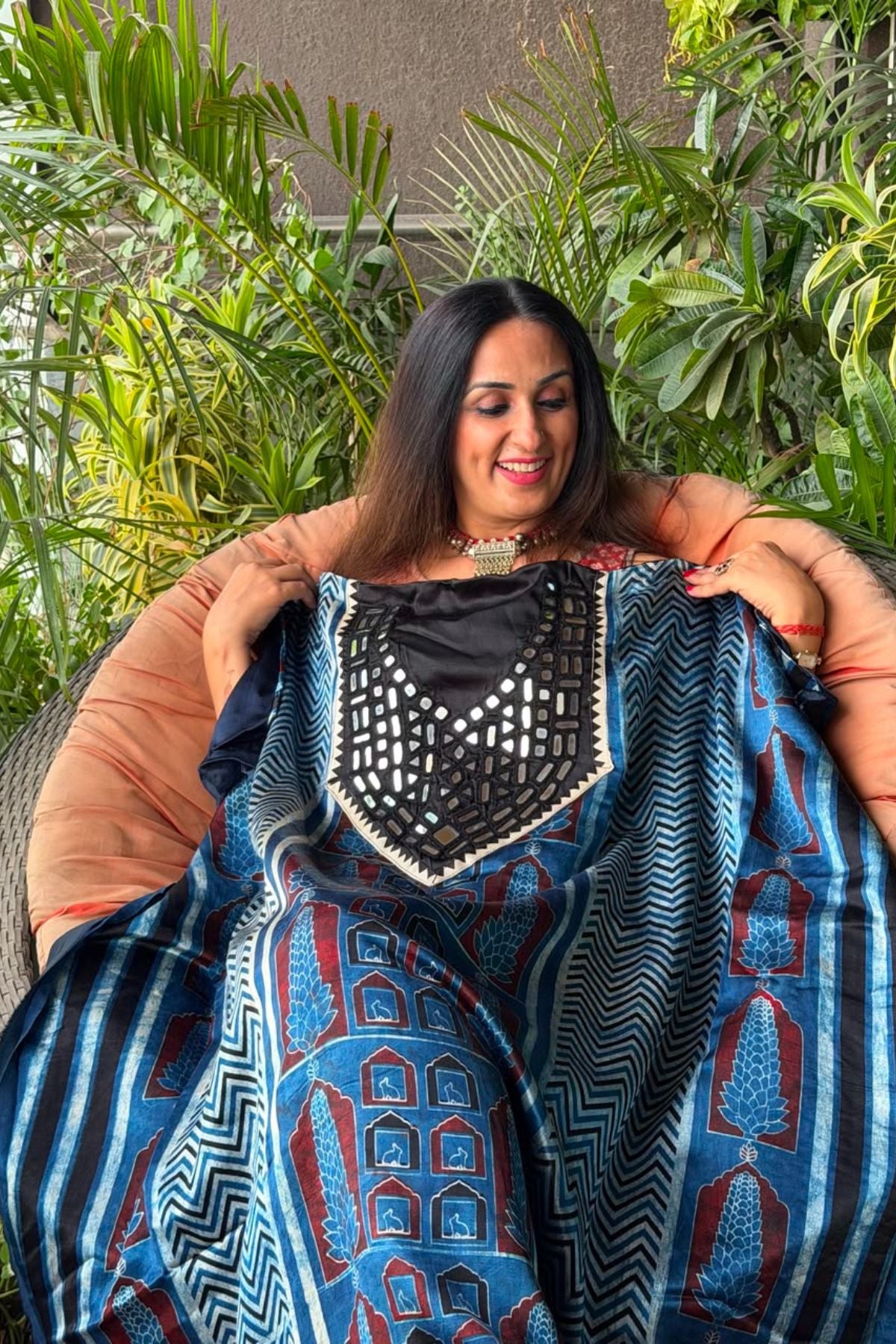 Handcrafted Kutch mirror work kurta on pure Mashru!!