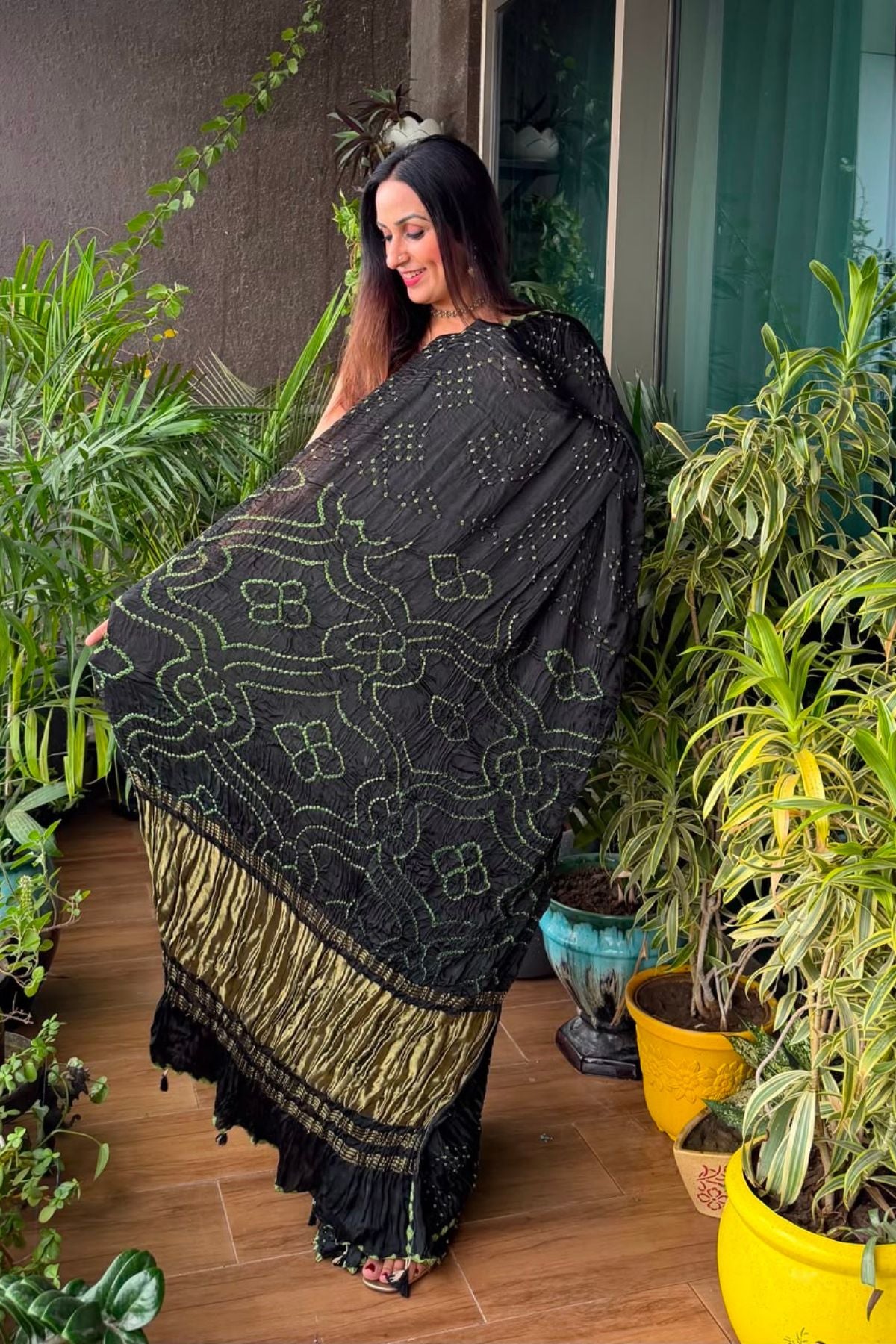 Handcrafted bandhani saree on pure modal!!!
