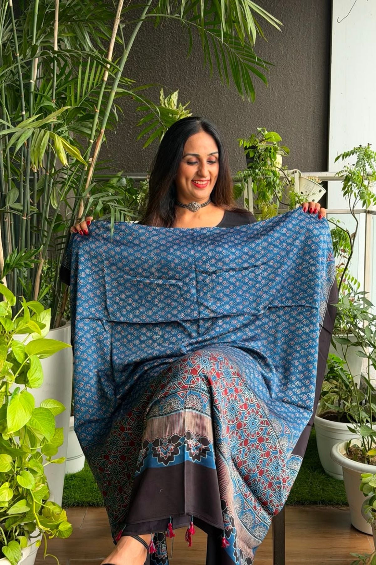 Ajrakh kurta fabric on pure modal !!