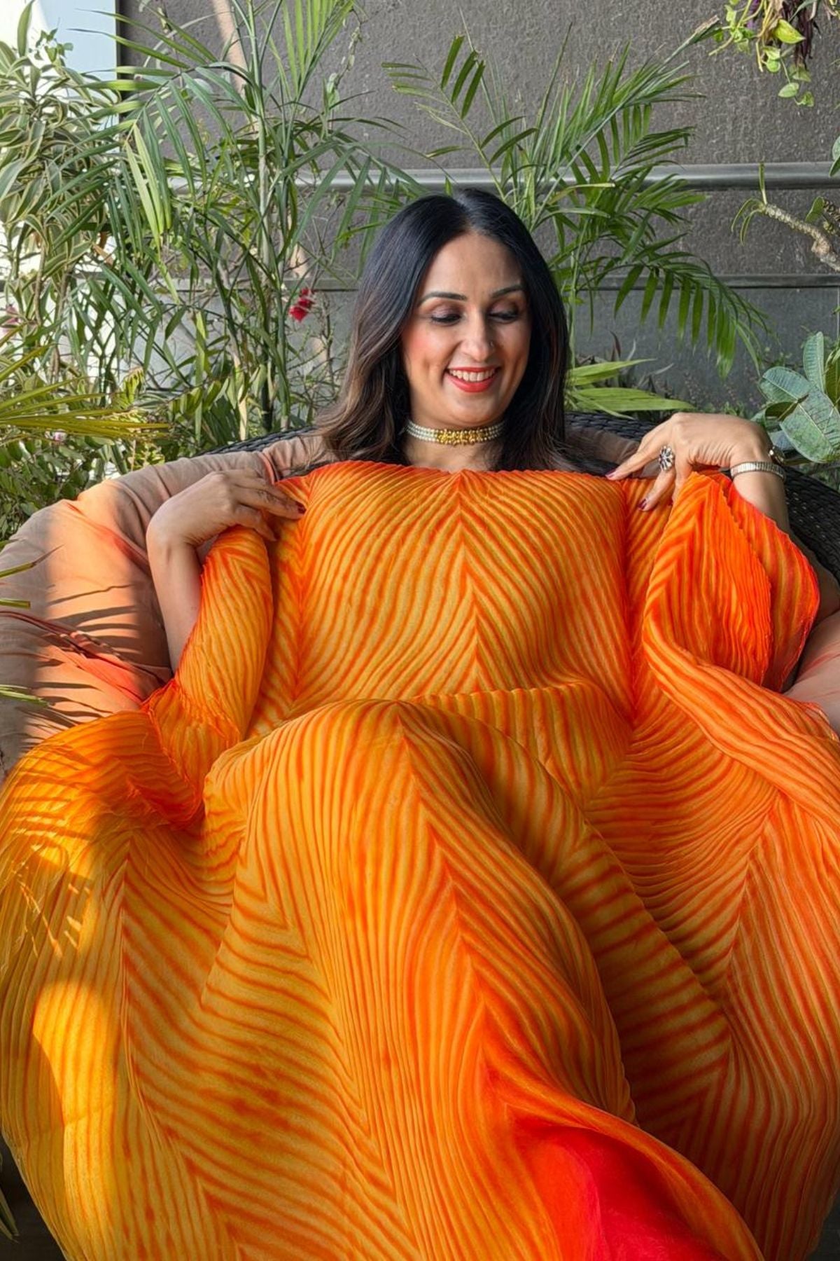 Pure Organza Arashi Shibori dye kurta fabric!!!