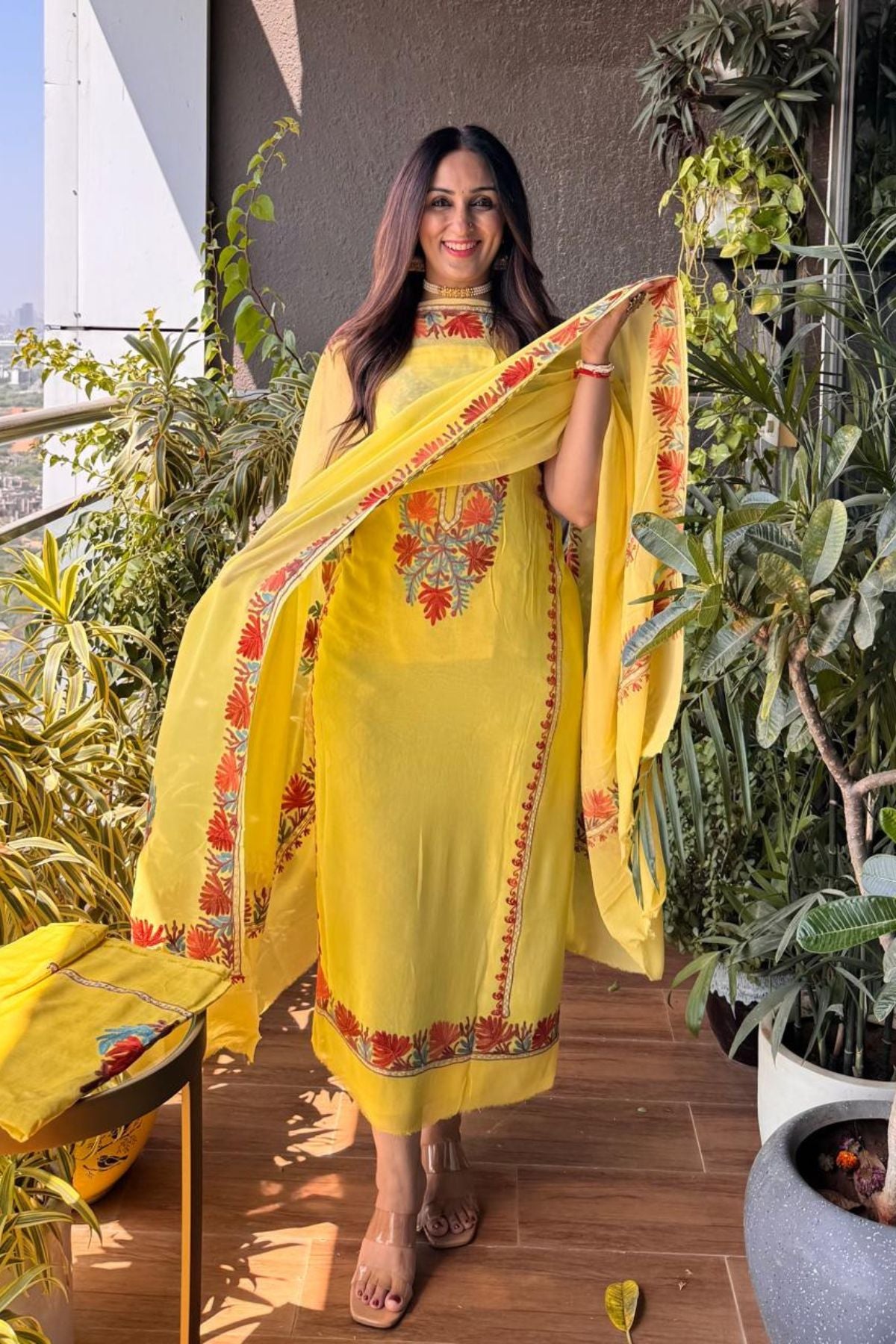 Kashmiri work on georgette suit sets