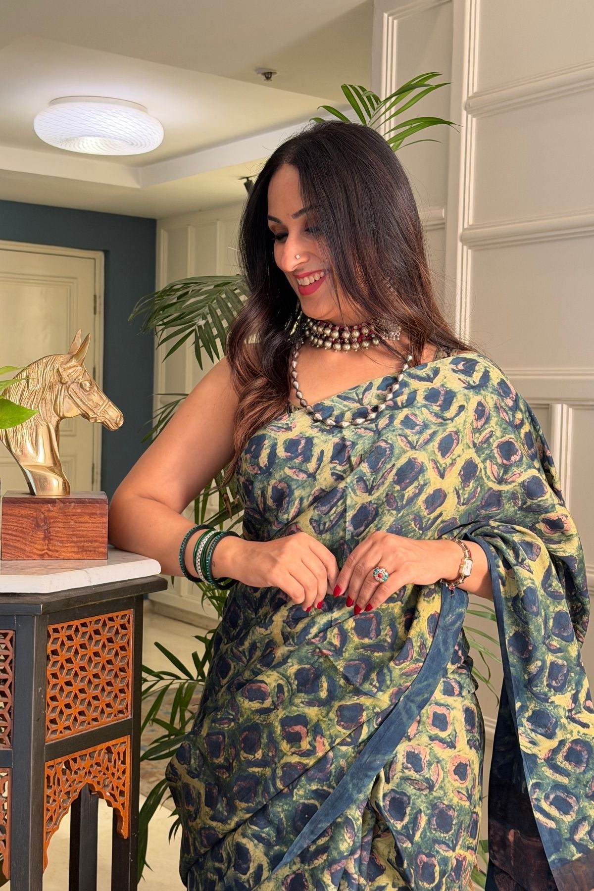 Pomegranate handcrafted pure tussar modal saree!!