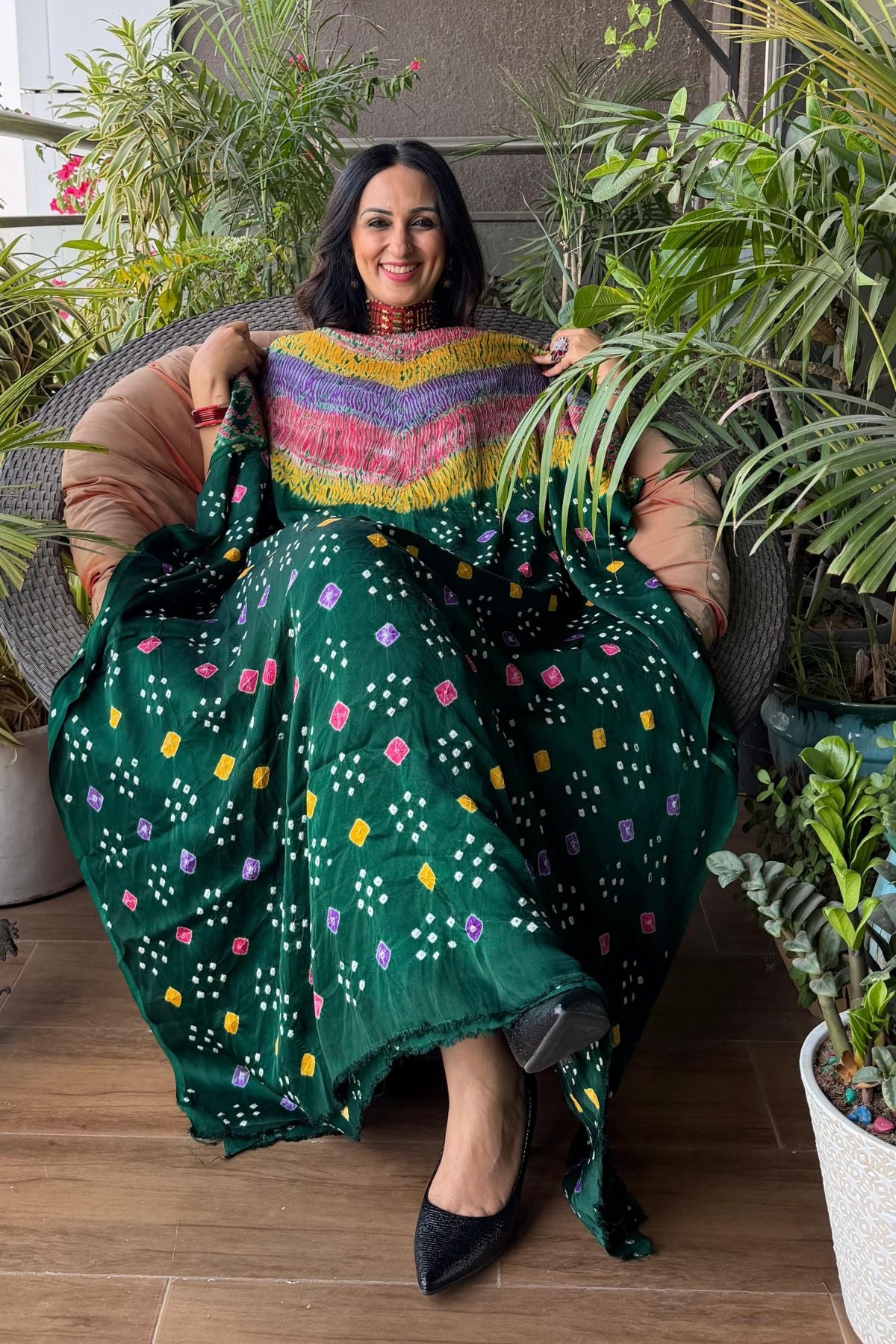Multi Shibori & Bandhani Kurta on pure modal satin!!