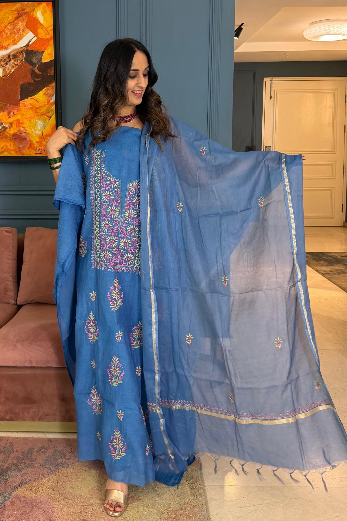 Chikankari on pure Mul cotton!!