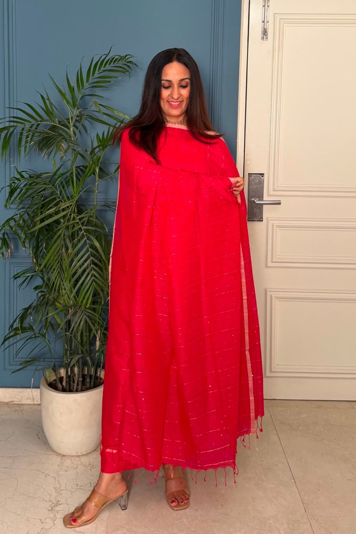 Pure cotton kurta dupatta sets with handwoven pocket sequins!!