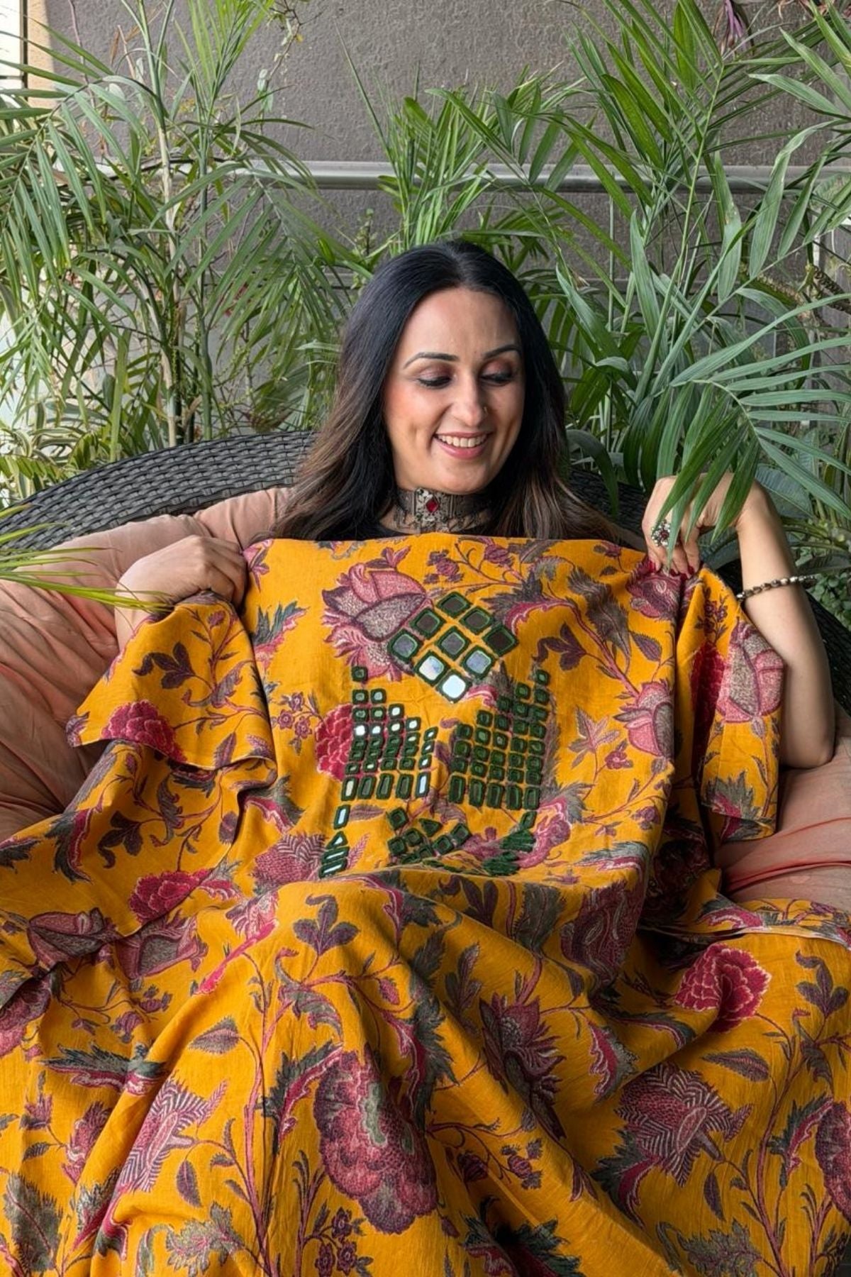 Pure Cotton Kutch mirror hand work kurta fabrics!!