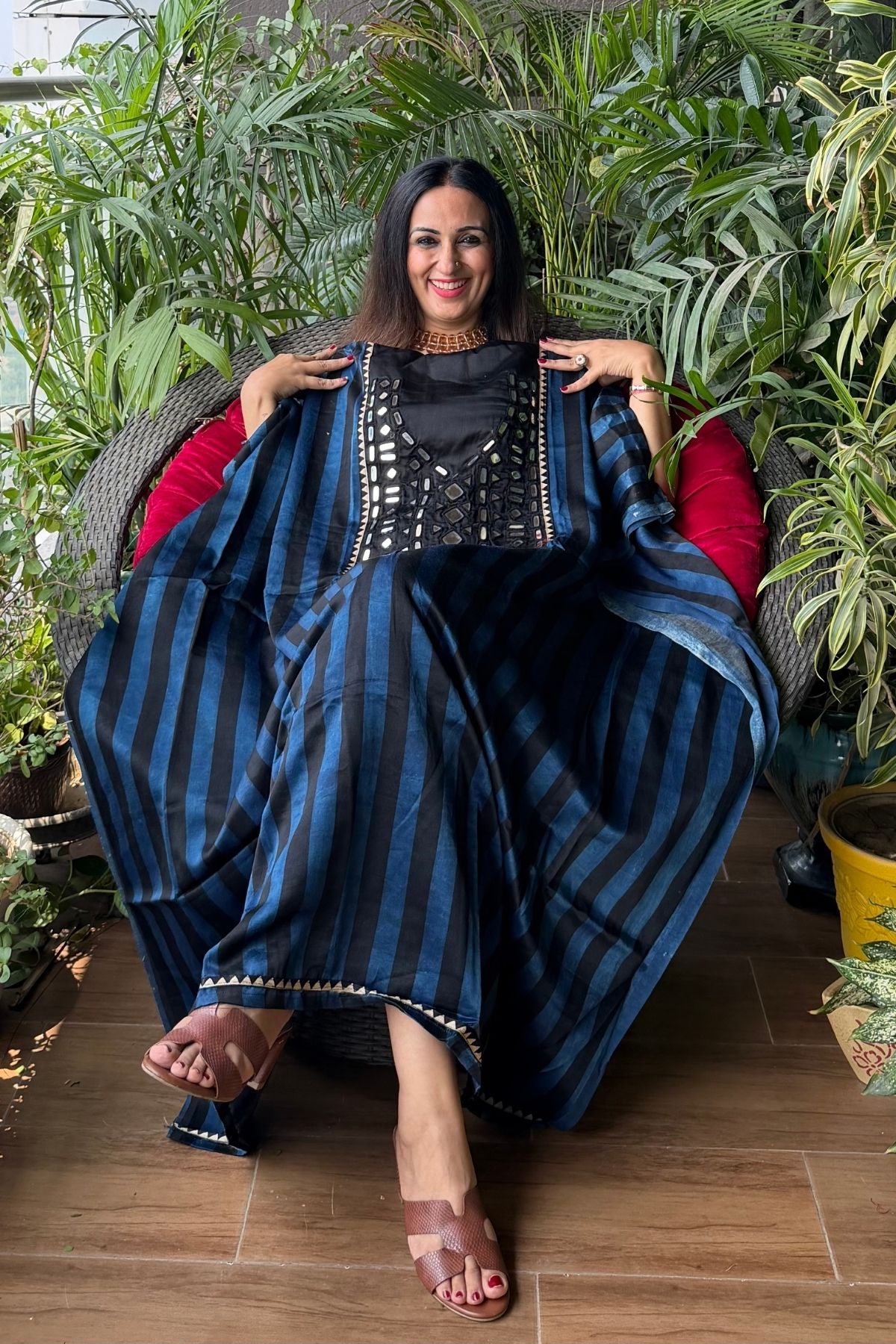 Handcrafted kurta with Kutch mirror work on pure Mashru!!