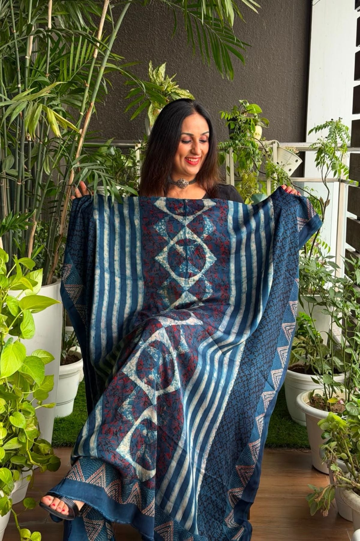 Ajrakh kurta fabric on pure modal !!