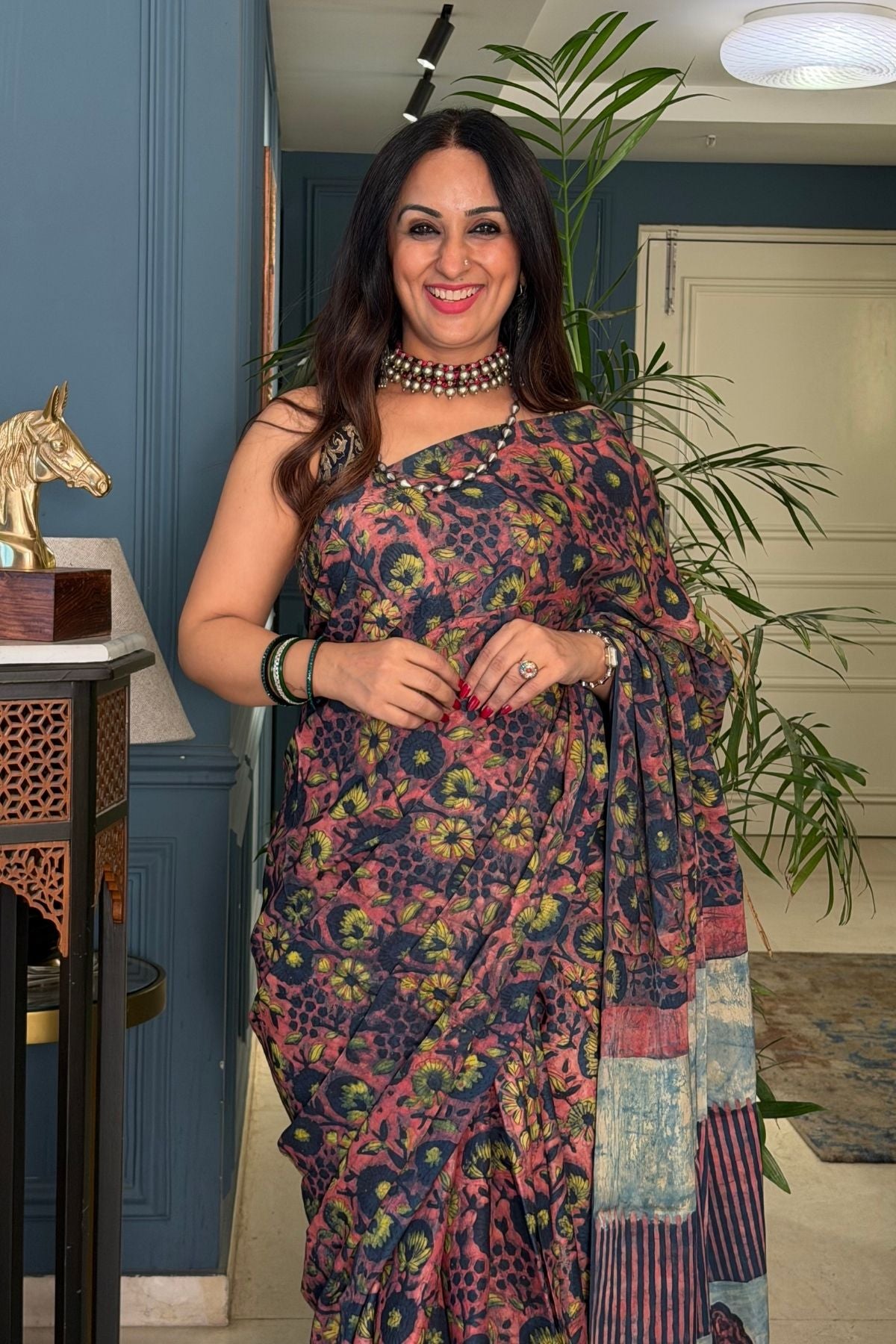 Pomegranate handcrafted pure tussar modal saree!!