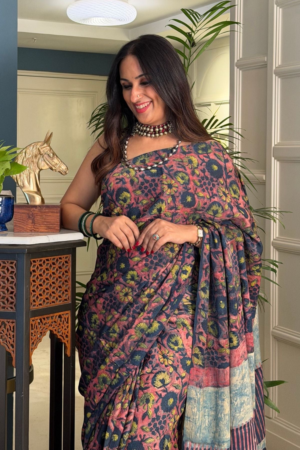 Pomegranate handcrafted pure tussar modal saree!!