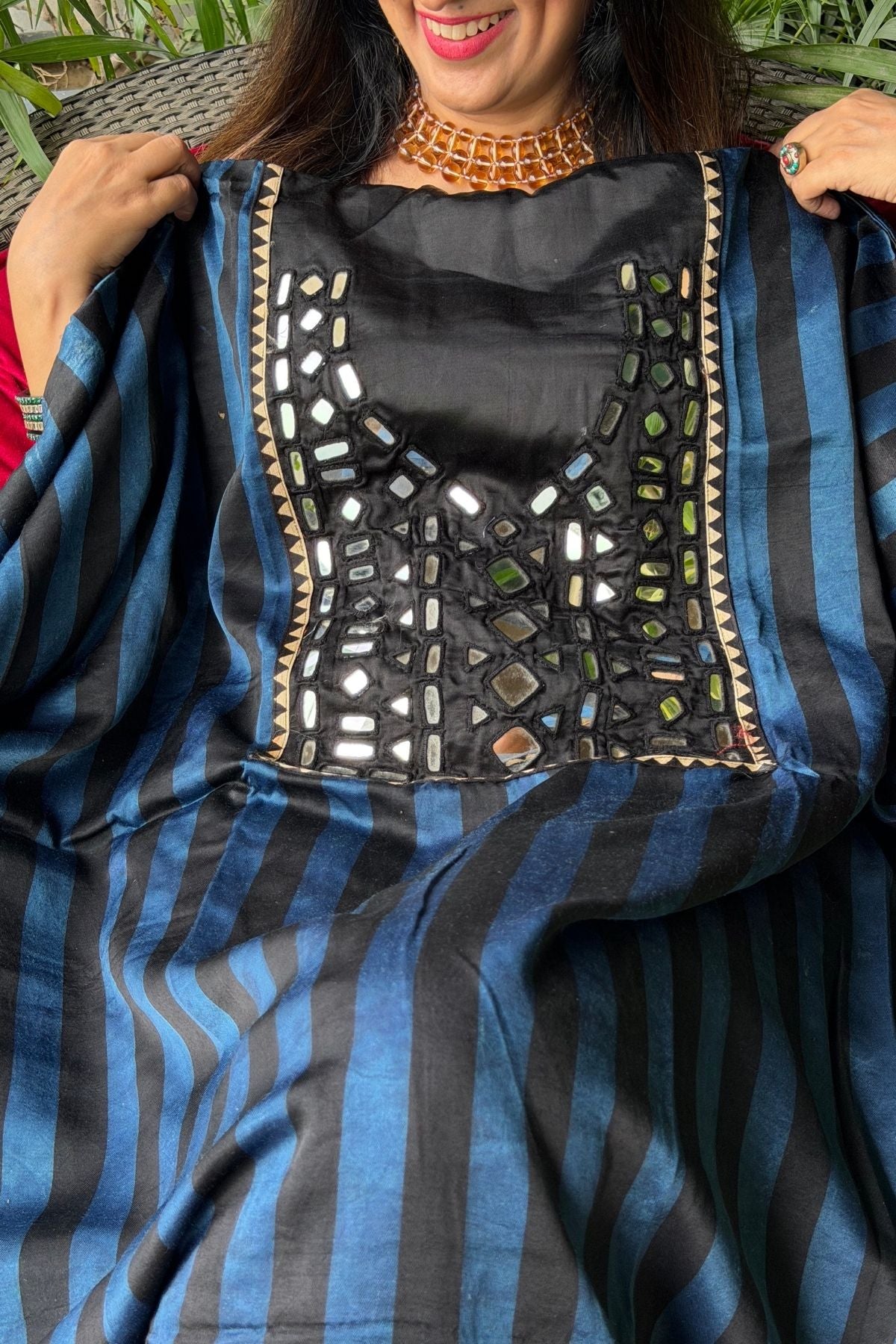 Handcrafted kurta with Kutch mirror work on pure Mashru!!