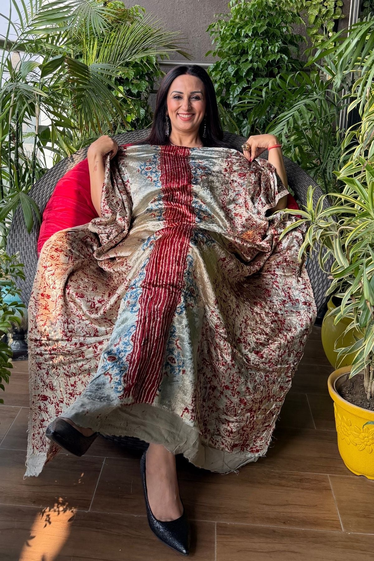 Ajrakh art on Velvet (kurta only)